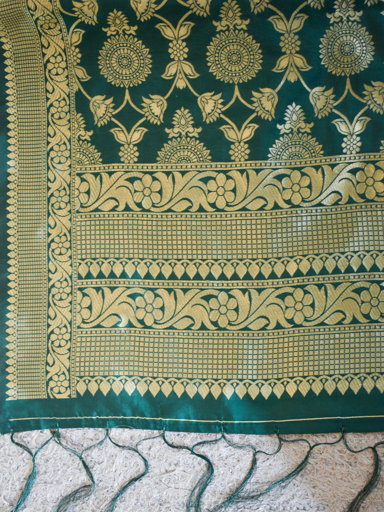 Banarasi Butidar Salwar Kameez Material With Jaal Dupatta-Green