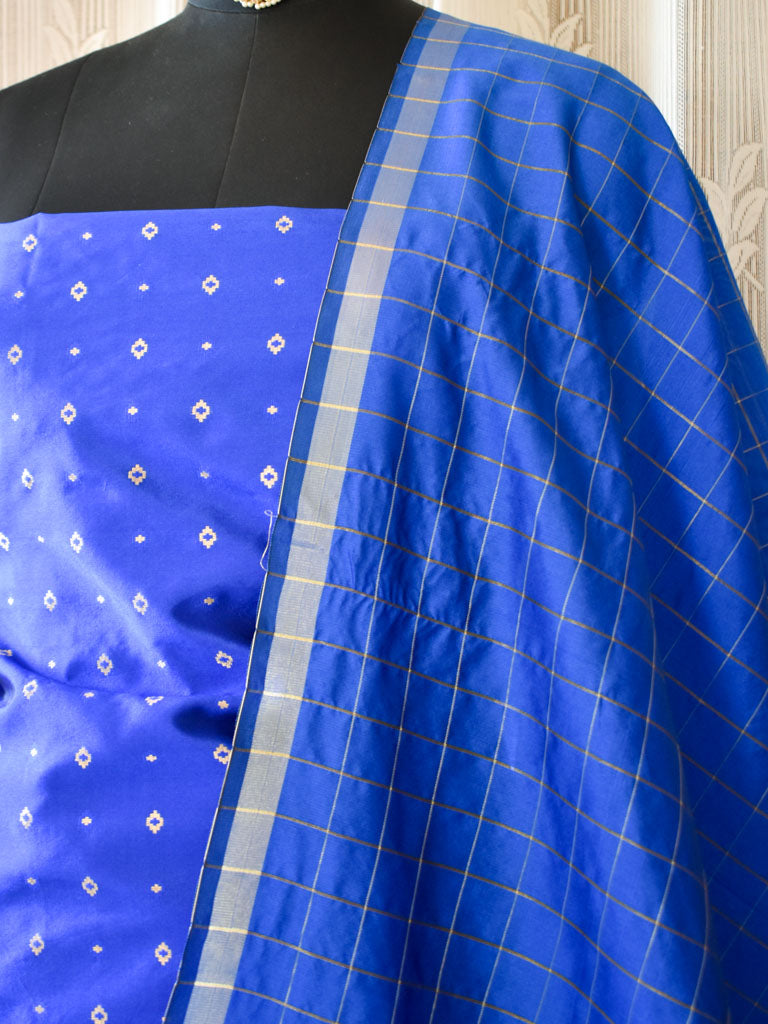 Banarasi Butidar Salwar Kameez Material With Dupatta-Blue