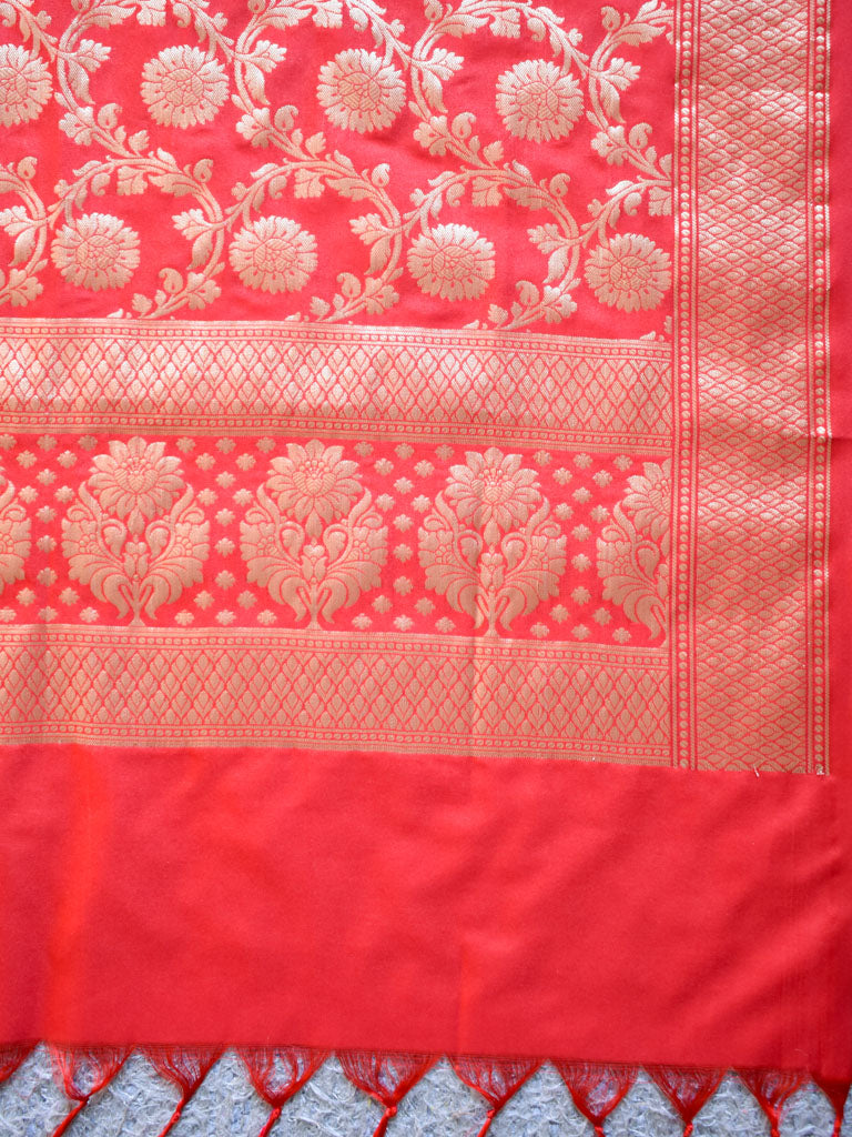 Banarasi Art Silk Floral Jaal Dupatta-Red