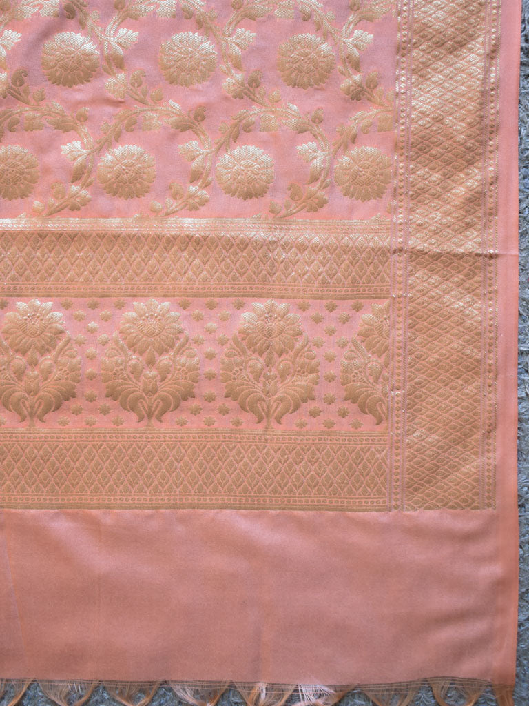 Banarasi Art Silk Floral Jaal Dupatta-Peach