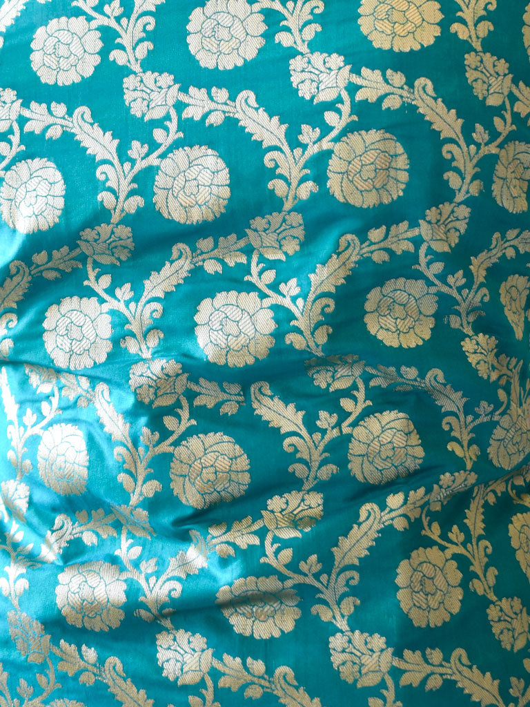 Banarasi Semi Silk Zari Weaving Salwar Kameez Material With Dupatta-Blue