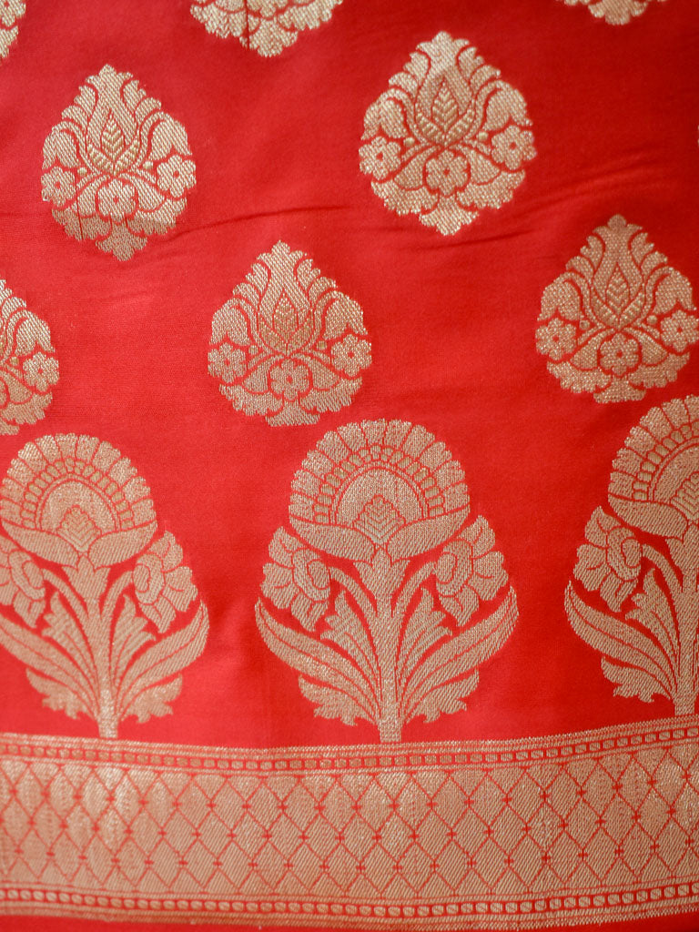 Banarasi Semi Silk Zari Weaving Salwar Kameez Material With Dupatta-Red