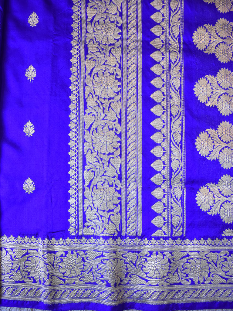Banarasi Pure Katan Silk Saree With Zari Buti Weaving & Border-Violet
