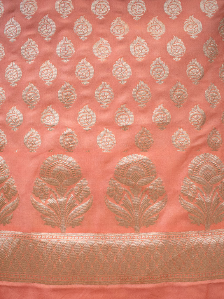 Banarasi Semi Silk Zari Weaving Salwar Kameez Material With Dupatta-Peach