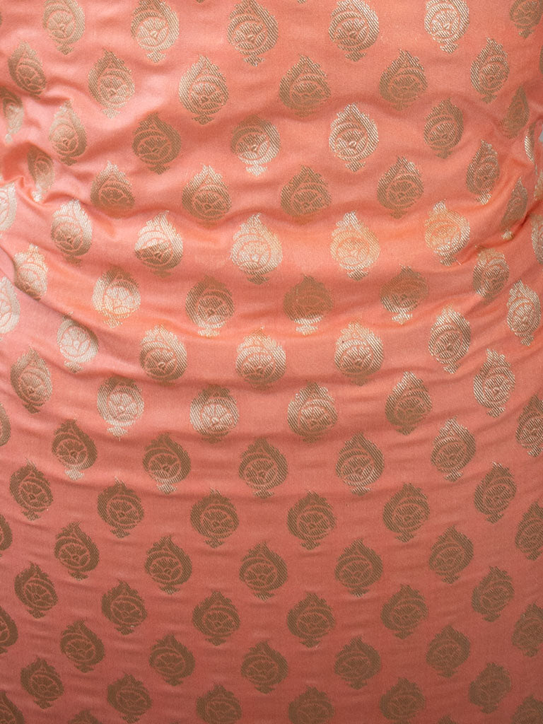 Banarasi Semi Silk Zari Weaving Salwar Kameez Material With Dupatta-Peach