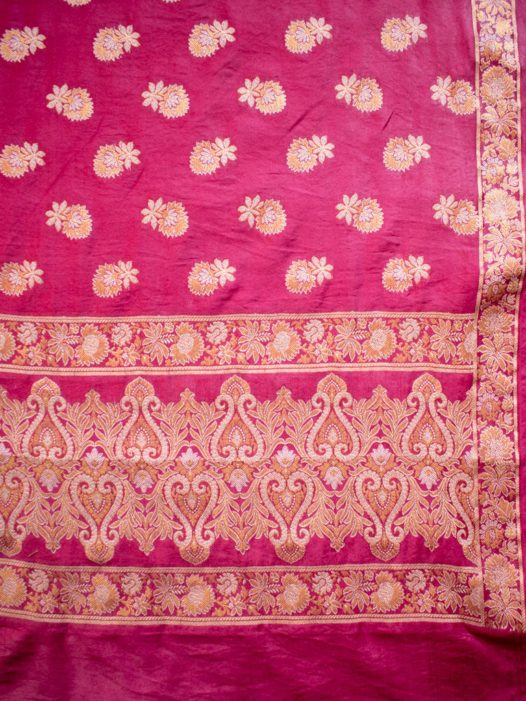 Banarasi Semi Silk Zari Weaving Salwar Kameez Material With Meenakari Dupatta-Deep Pink