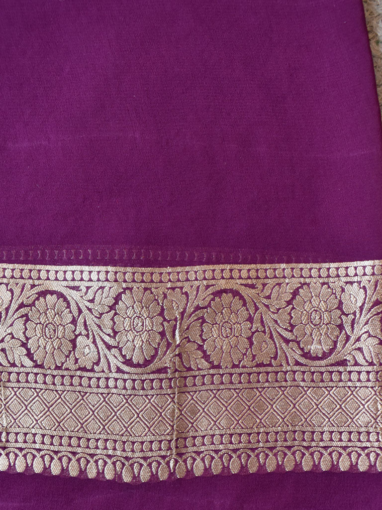 Banarasi Pure Khaddi Georgette Saree With Jaal Zari Weaving-Wine