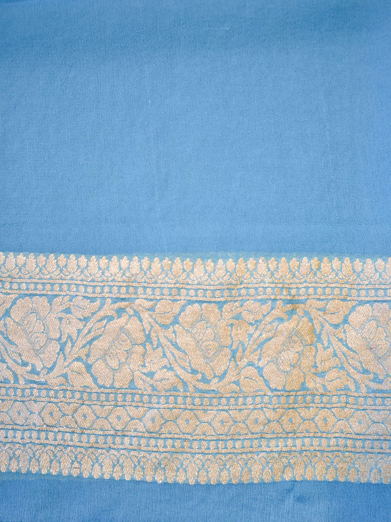 Banarasi Pure Khaddi Georgette Saree With Jaal Zari Weaving-Blue