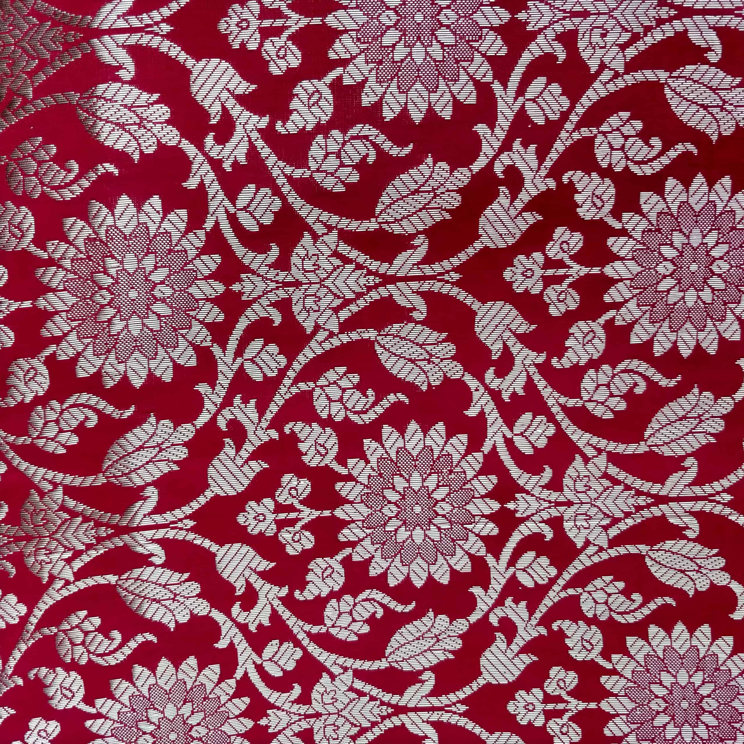 Banarasi Semi Silk Saree With Round Buta Weaving-Red