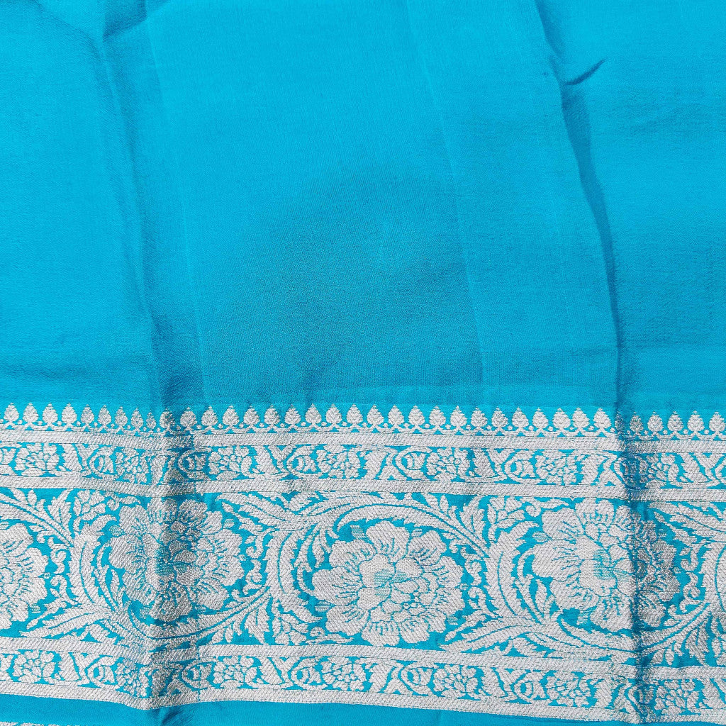 Banarasi Chiffon Saree Silver Zari Weaving-Red
