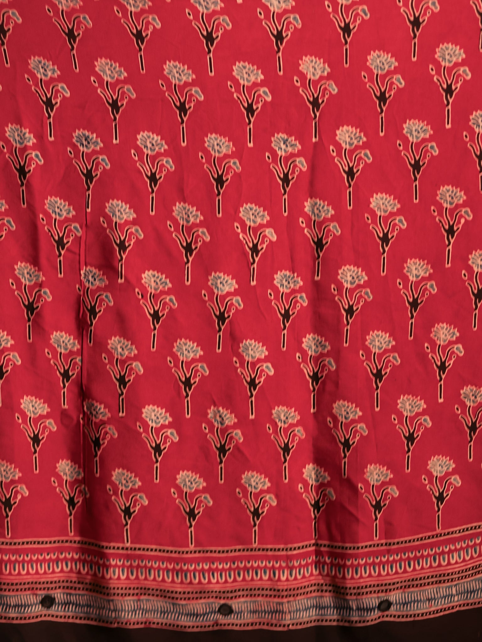 Red Mirror Work Ajrakh Modal Silk Saree