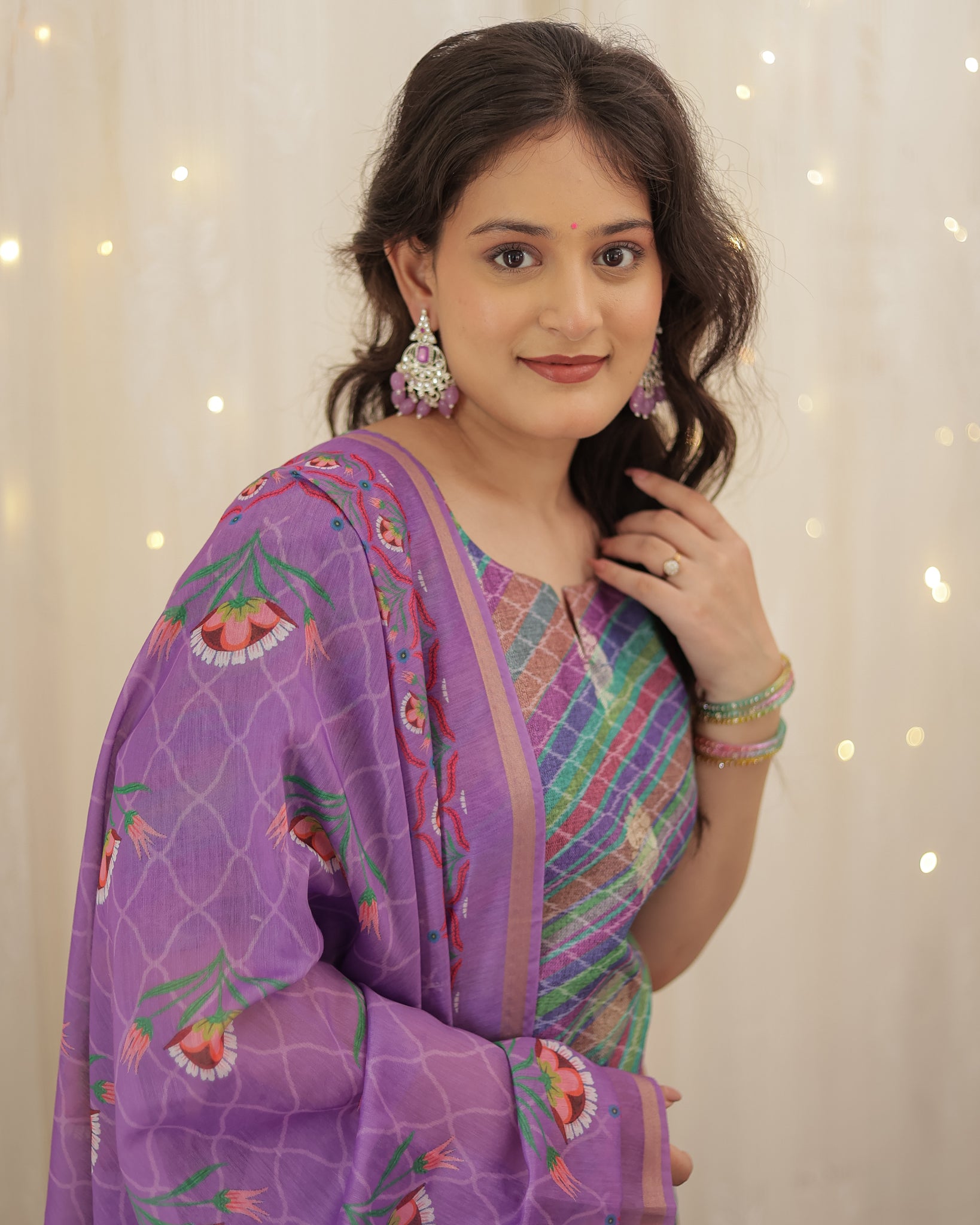 Readymade Banarasi Silk Salwar Kameez with Dupatta- Lavender