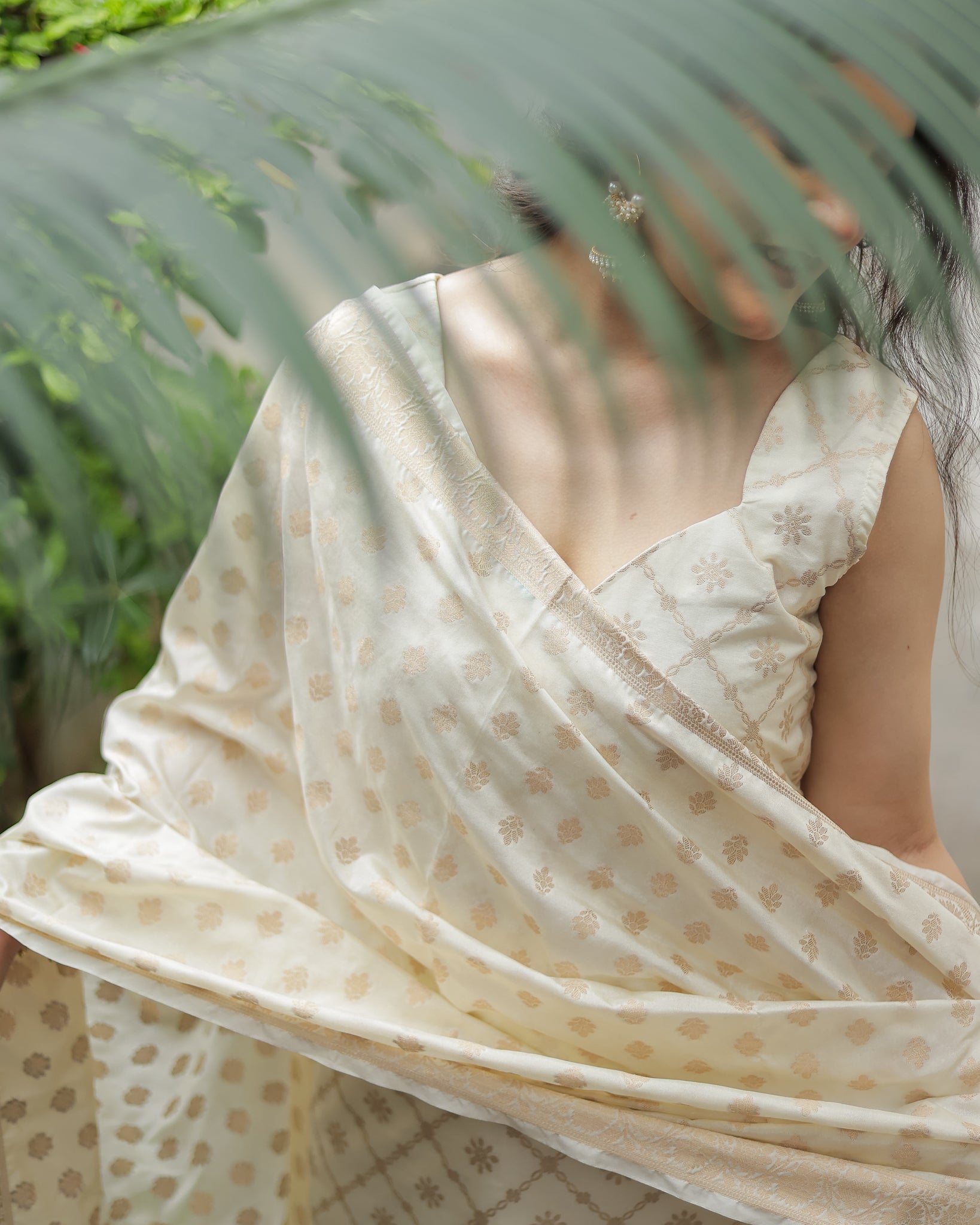 Readymade Banarasi Cotton Silk Salwar Kameez with Dupatta- Off White