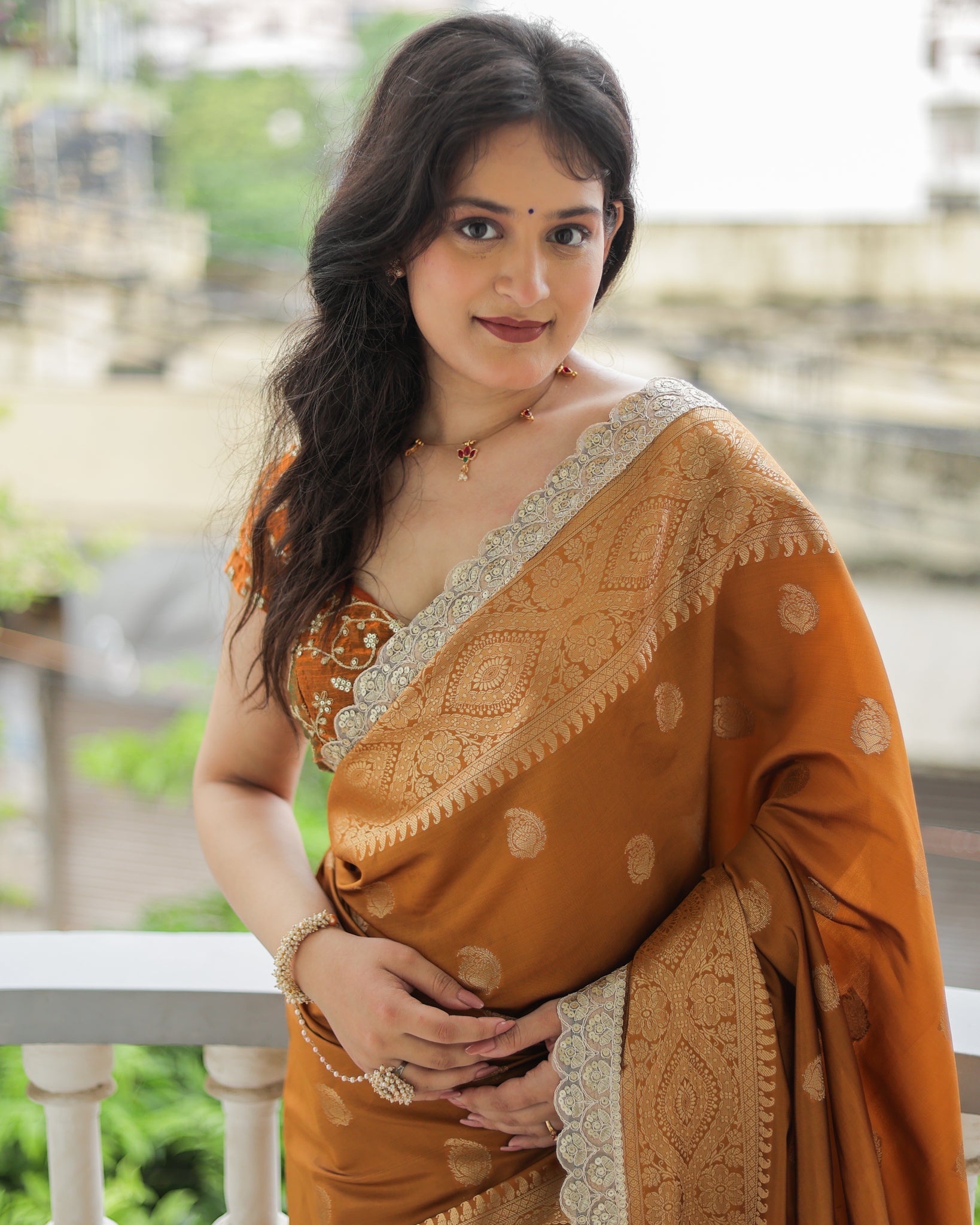 Banarasi Cotton Silk Saree with Lace Border- Mustard