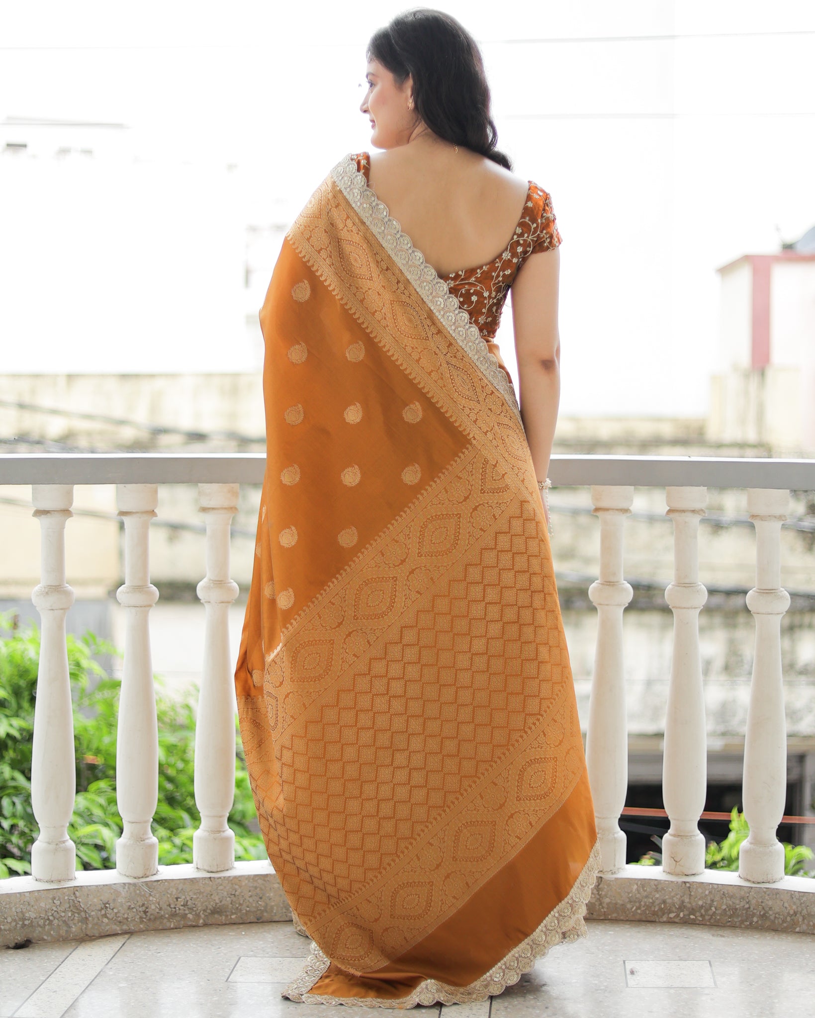 Banarasi Cotton Silk Saree with Lace Border- Mustard