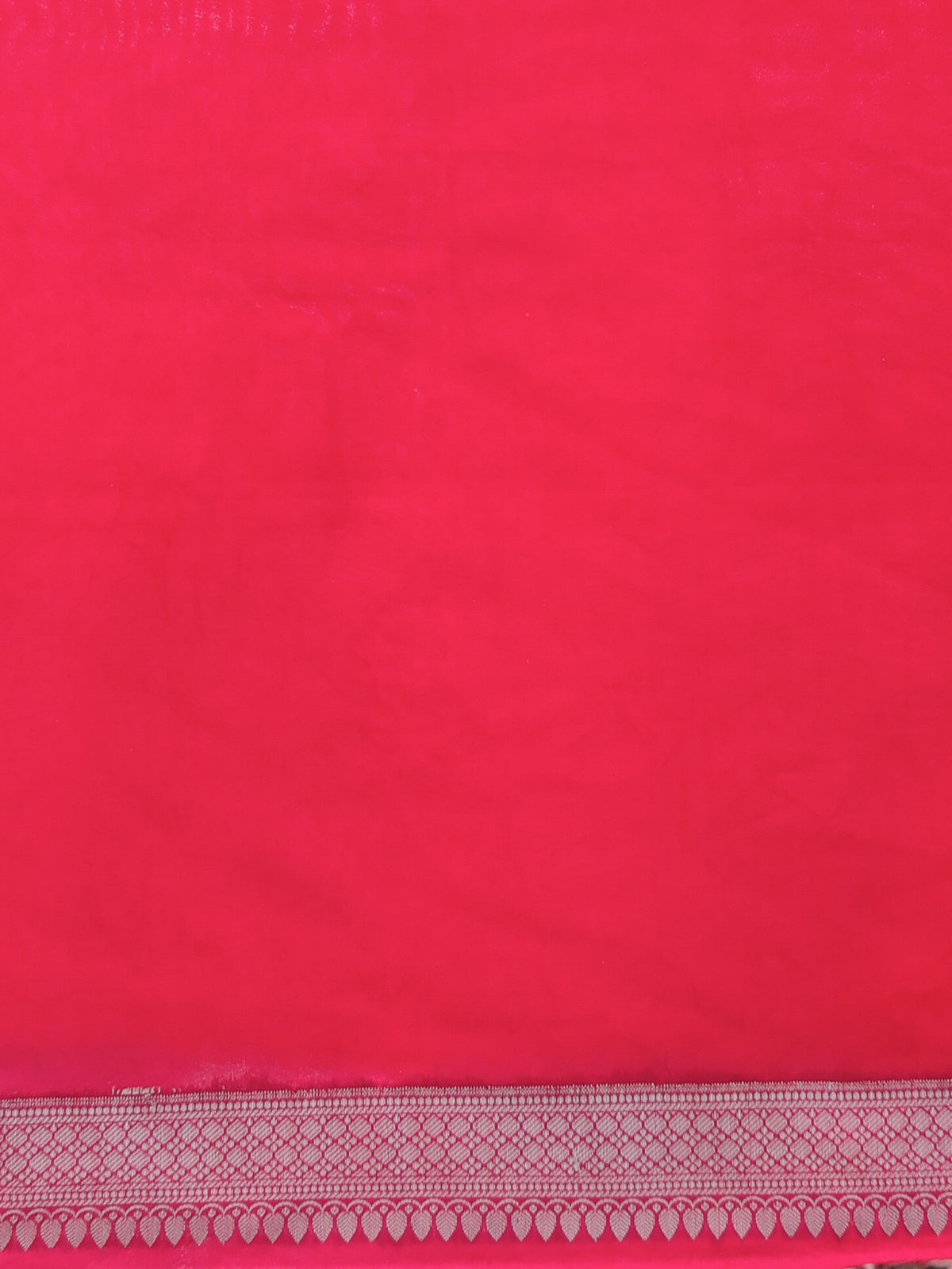Banarasi Cotton Silk Saree With Zari Weaving & Lace Border- Magenta