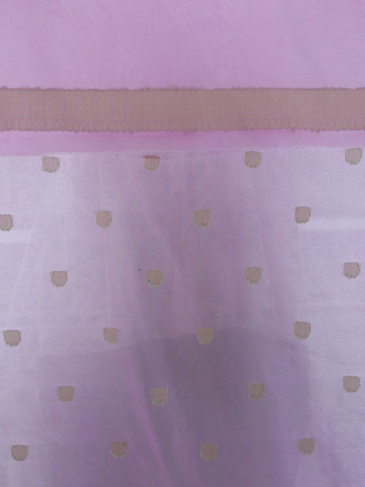 Banarasi Cotton Silk Saree With Zari Weaving & Lace Border- Lavender