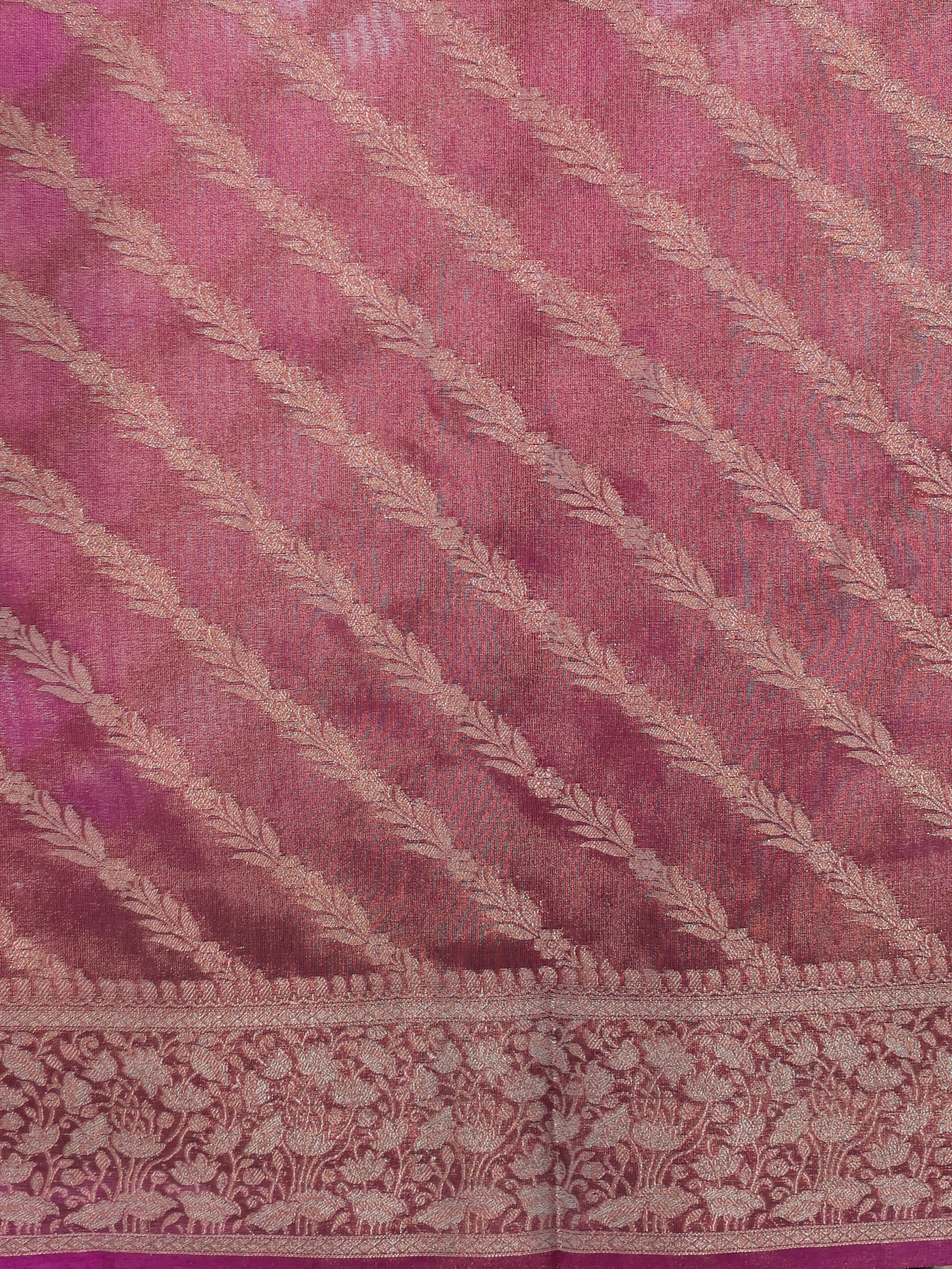 Banarasi Plain Tissue Saree with Lace Border - Mauve