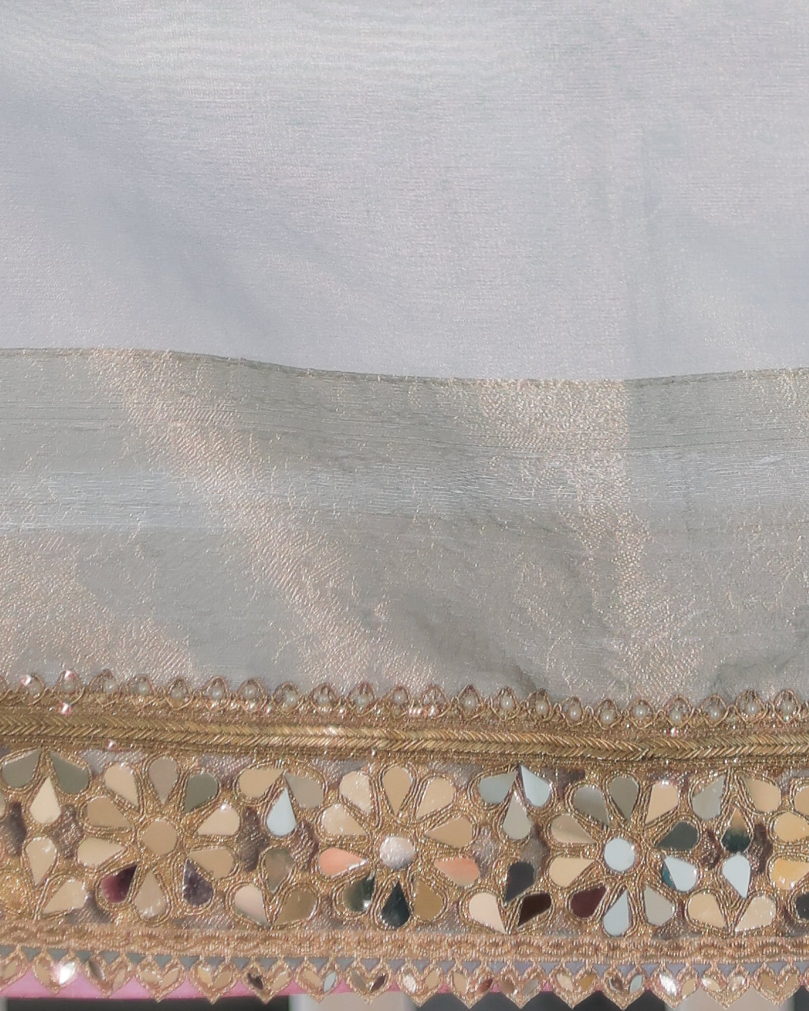 Banarasi  Multi Color Shaded Tissue Saree with Lace Border