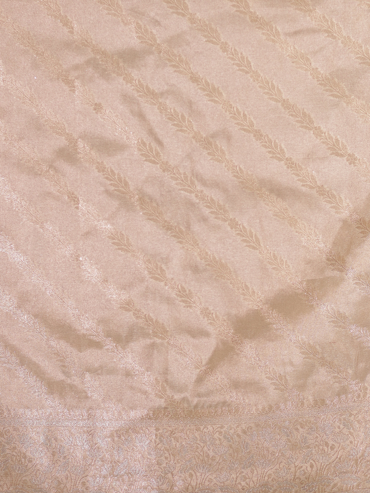 Banarasi Plain Tissue Saree with Lace Border - Beige