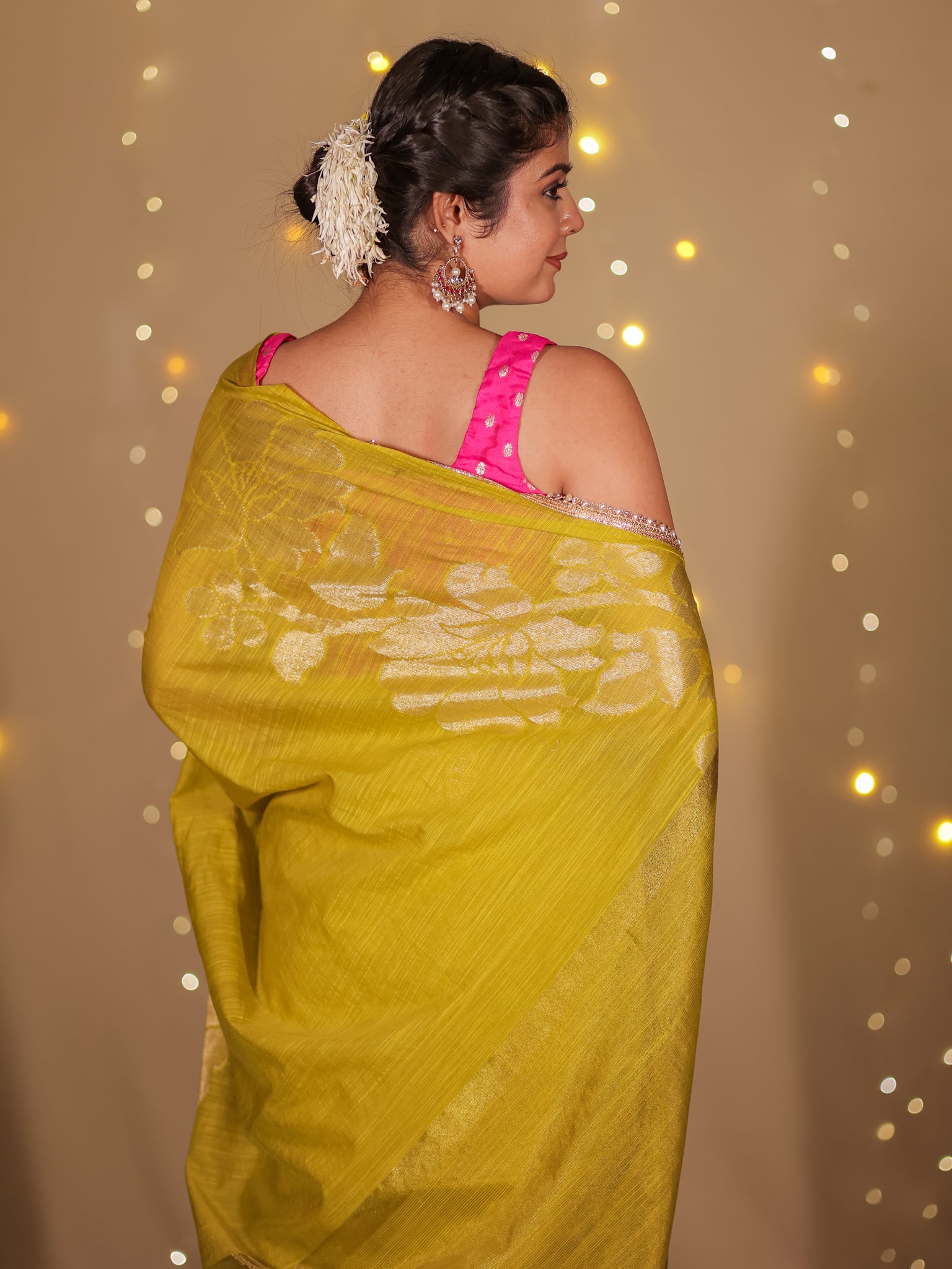 Banarasi Soft Cotton Saree With Lace Border- Green