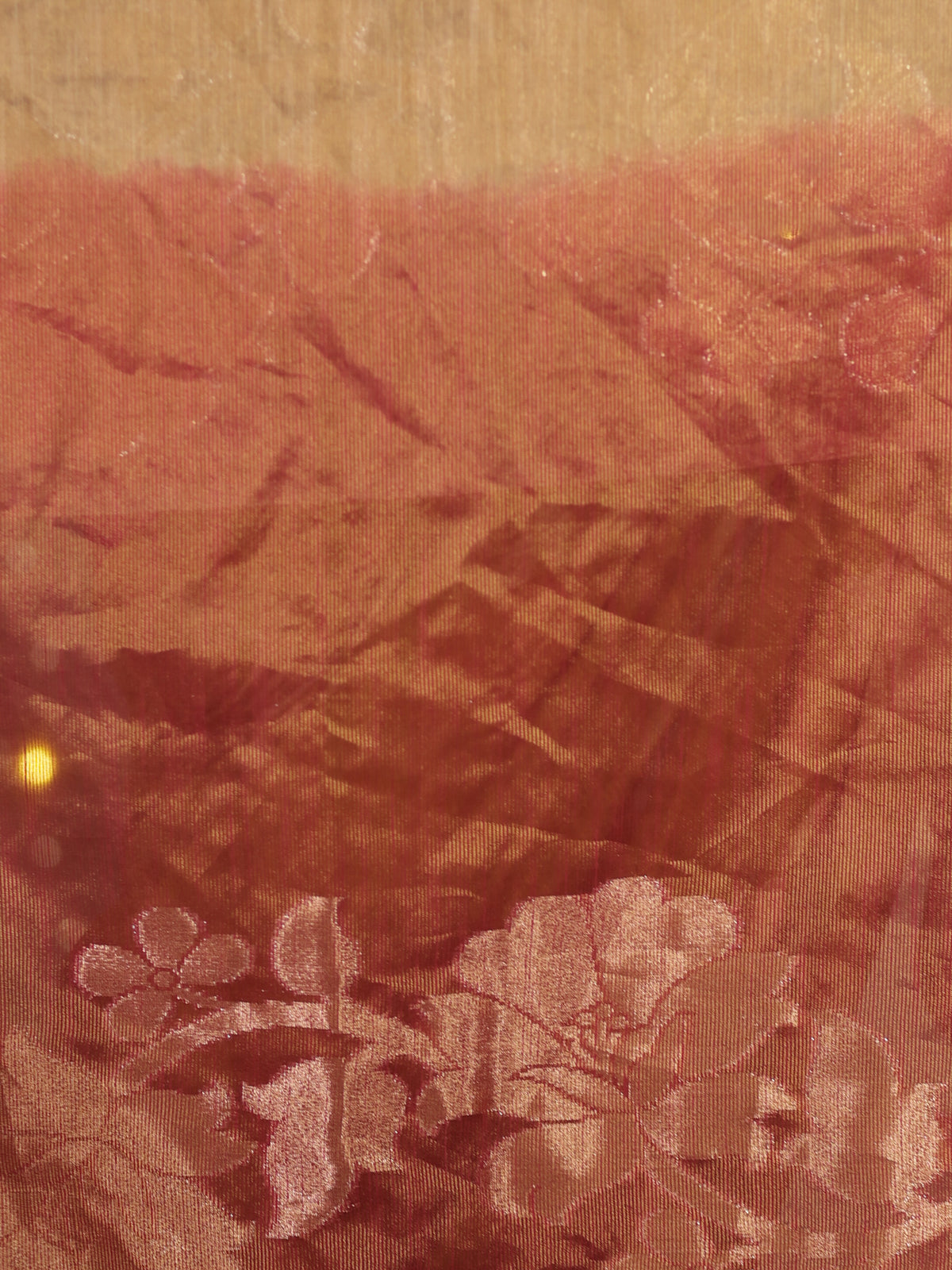 Banarasi Dual Shade Soft Cotton Saree With Lace Border- Beige & Maroon