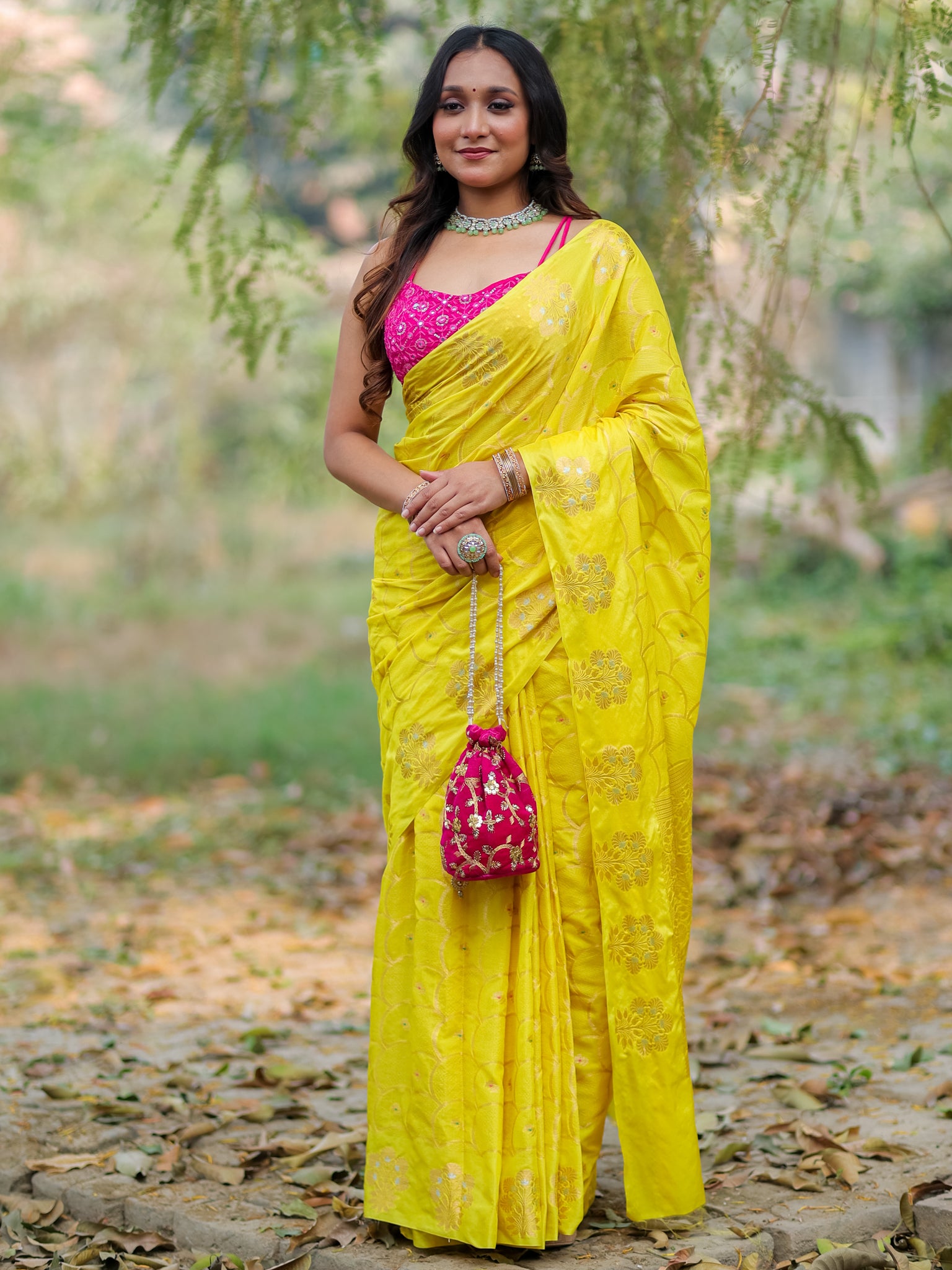 Banarasi Soft Cotton Saree With Zari Weaving & Border- Yellow