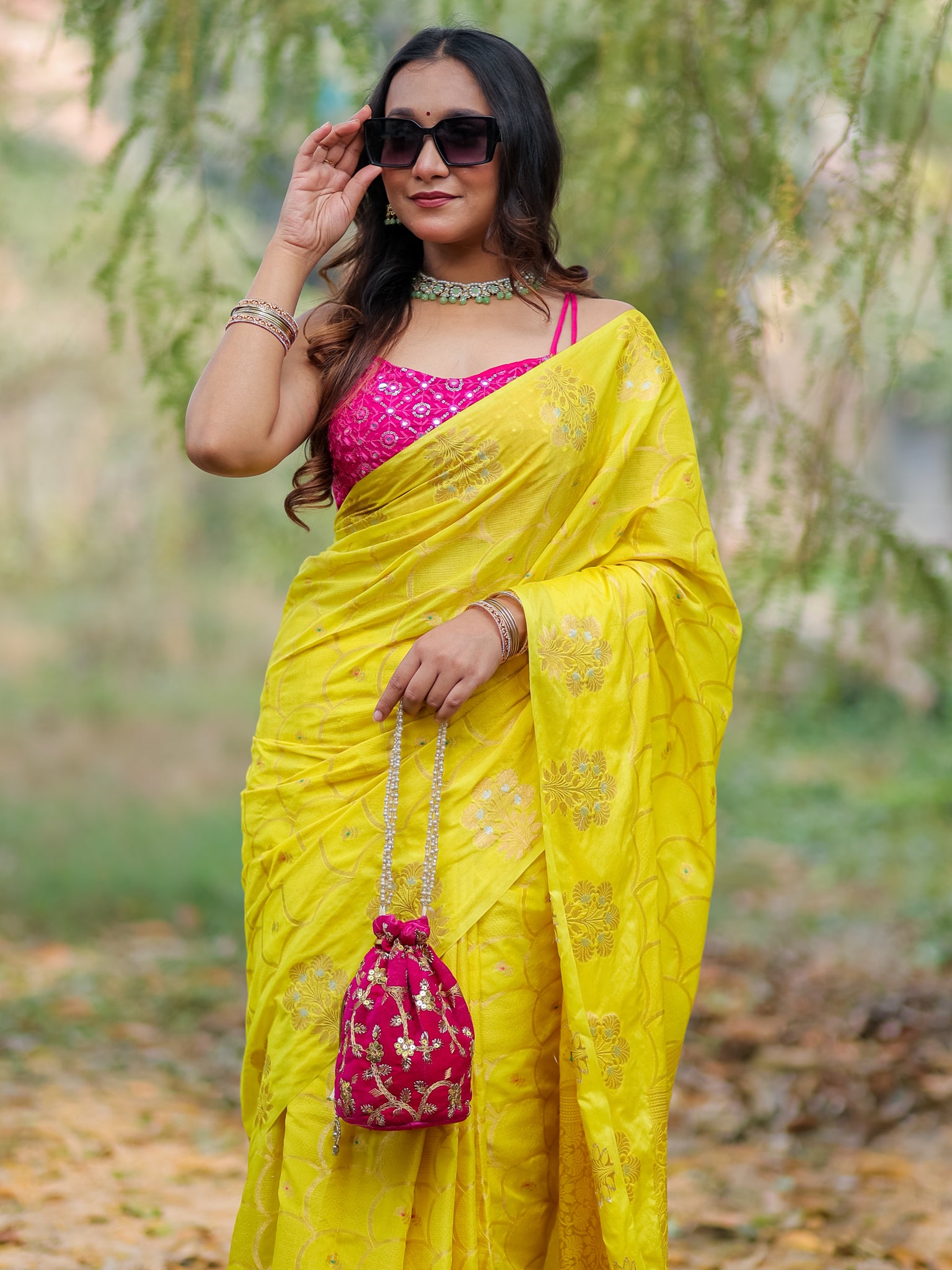 Banarasi Soft Cotton Saree With Zari Weaving & Border- Yellow