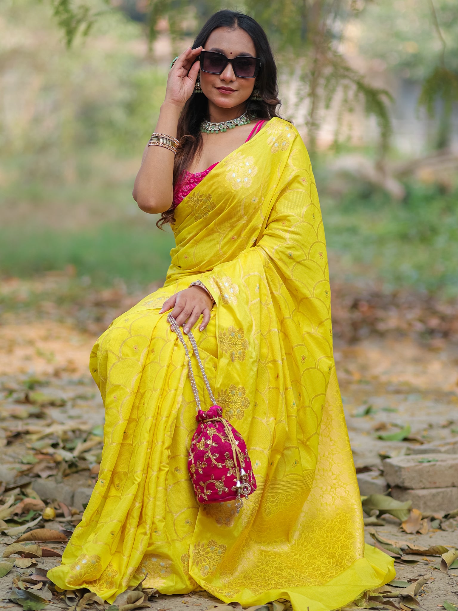 Banarasi Soft Cotton Saree With Zari Weaving & Border- Yellow