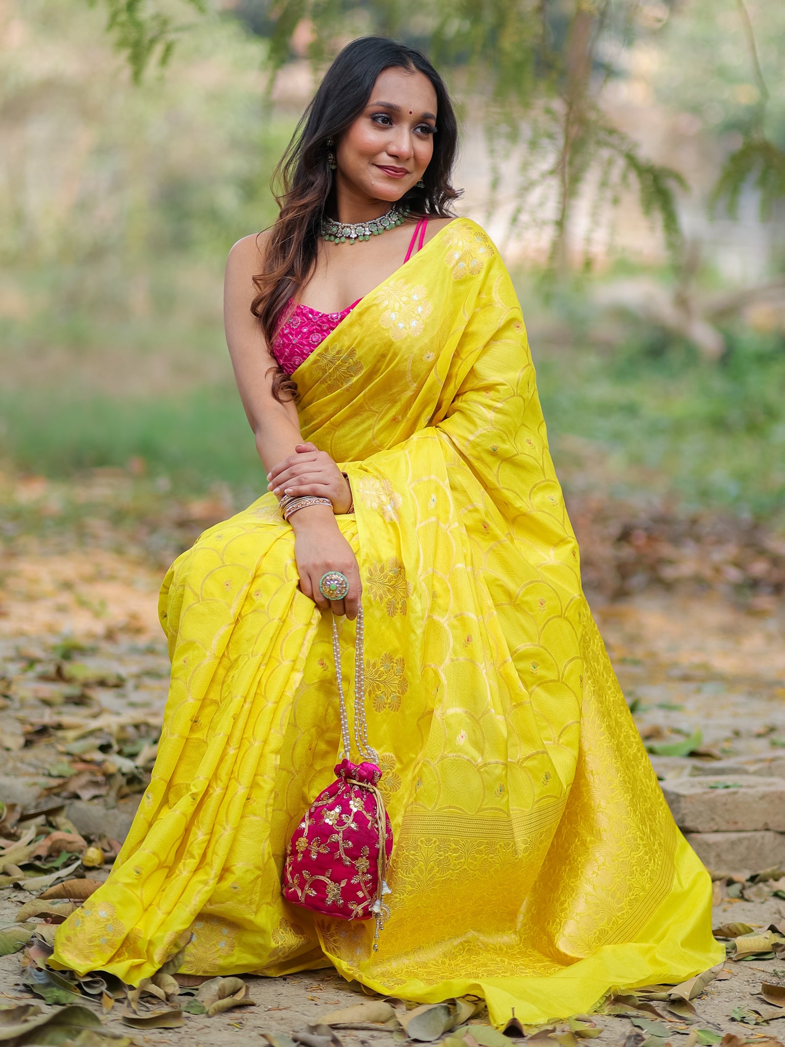 Banarasi Soft Cotton Saree With Zari Weaving & Border- Yellow