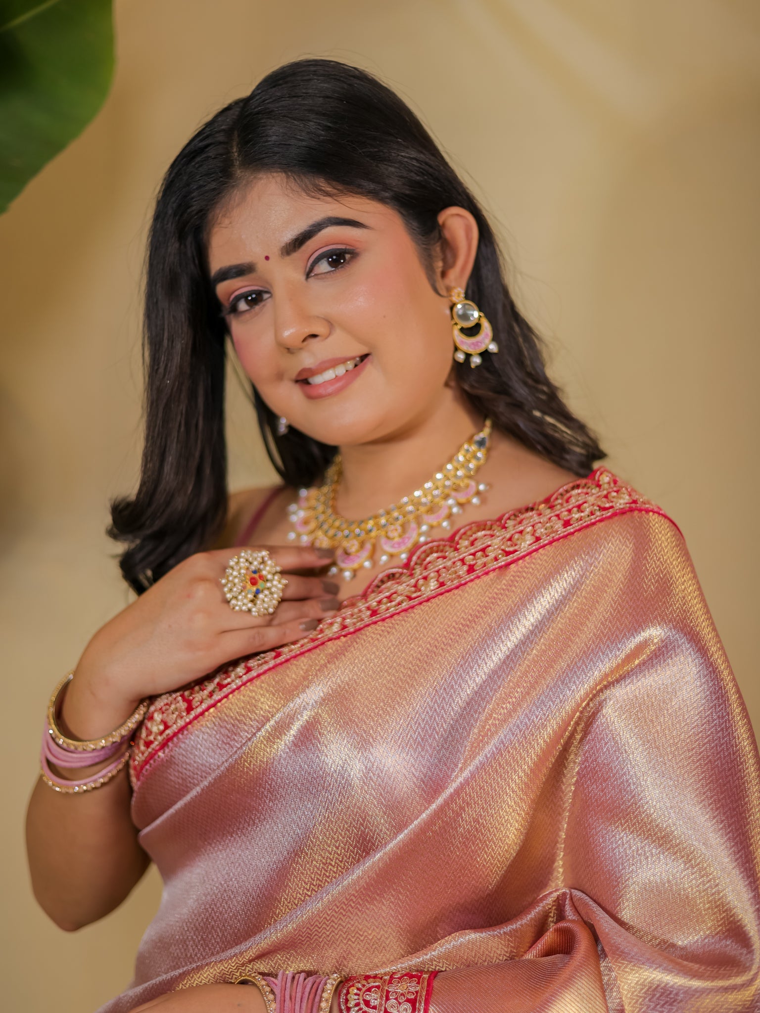 Banarasi Semi silk  Saree With Lace Border- Red