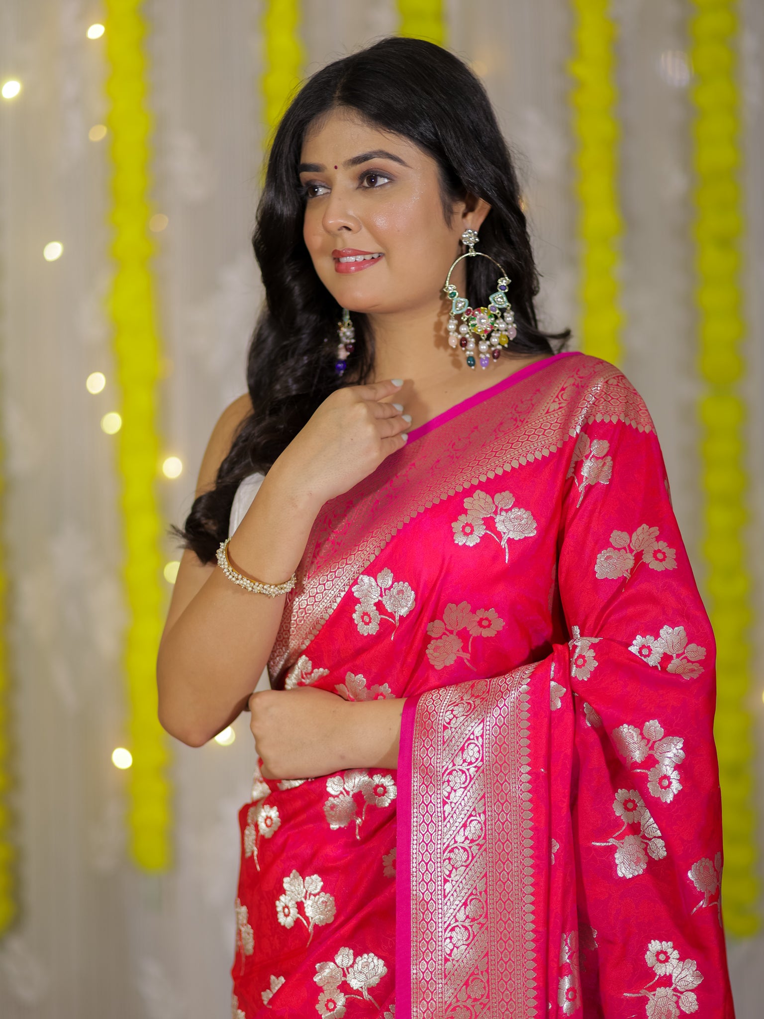 Banarasi Art Katan Silk Saree With Zari Buta Weaving & Tanchoi Weaving-  Magenta