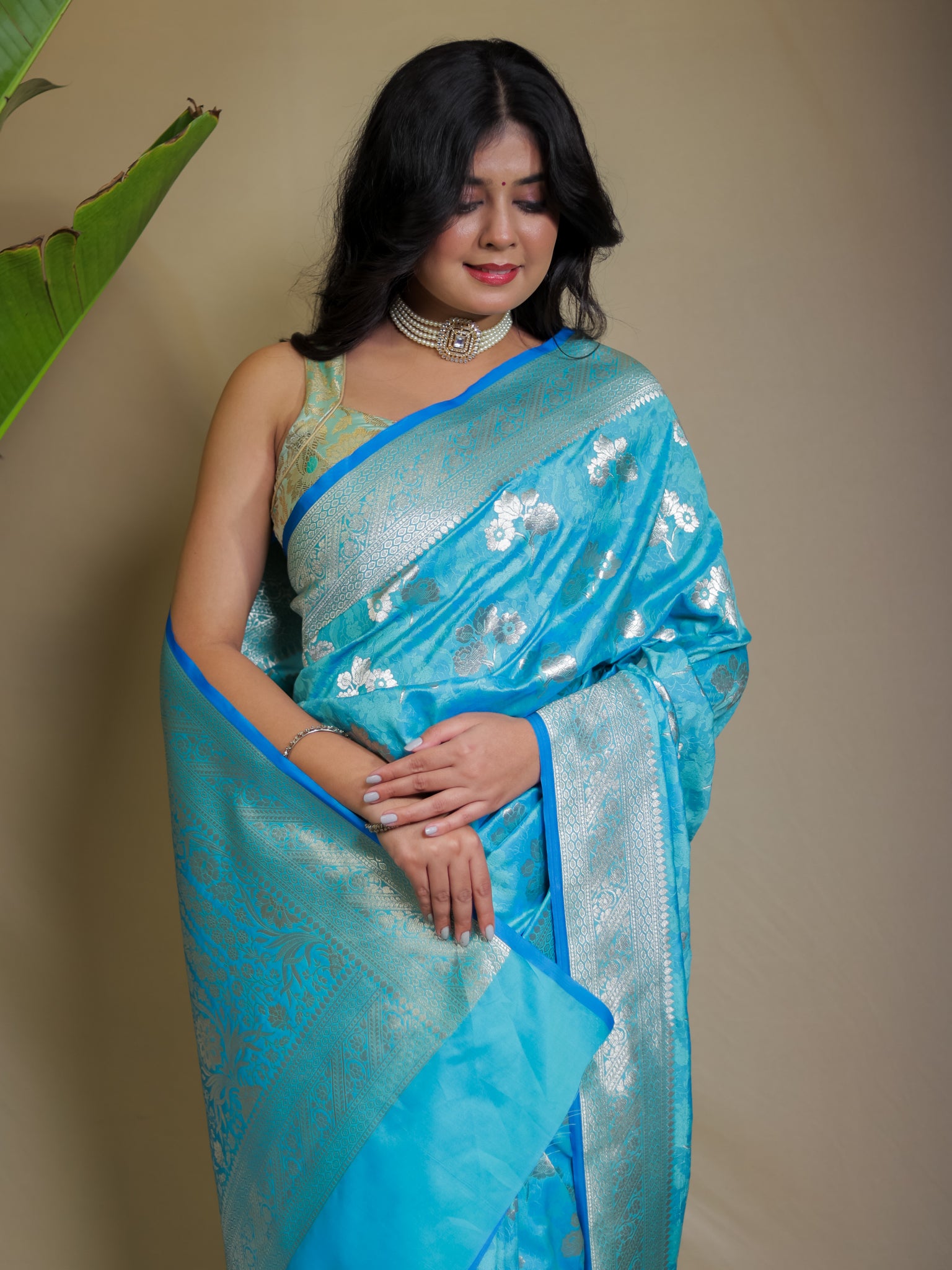 Banarasi Art Katan Silk Saree With Zari Buta Weaving & Tanchoi Weaving- Blue