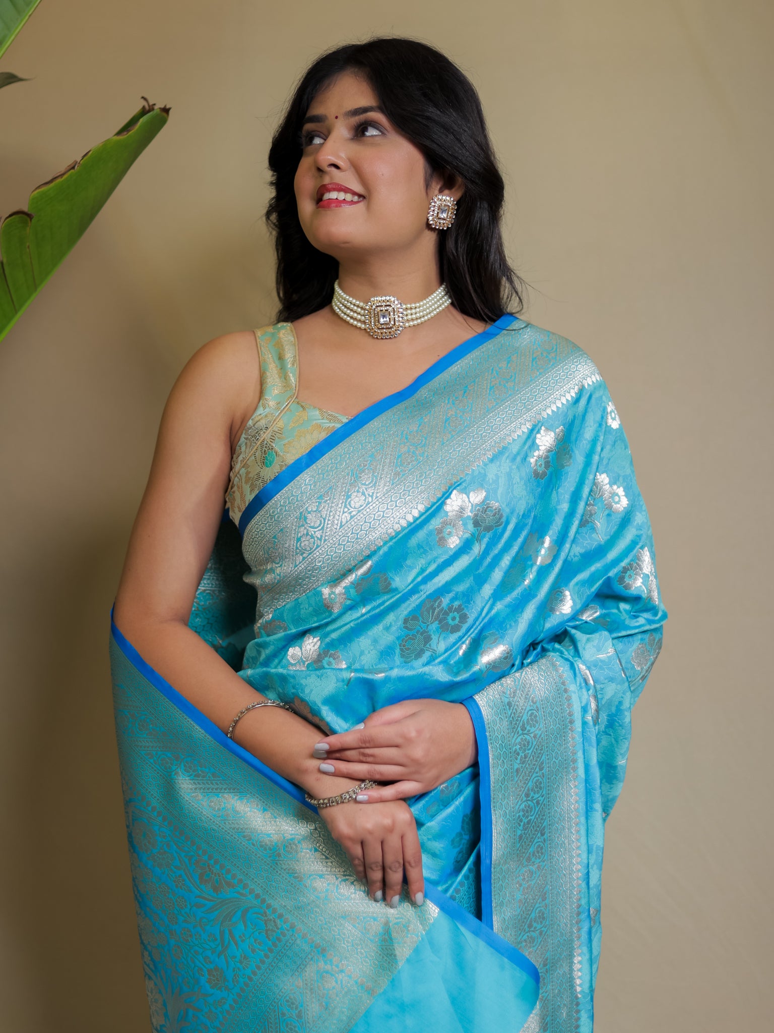 Banarasi Art Katan Silk Saree With Zari Buta Weaving & Tanchoi Weaving- Blue