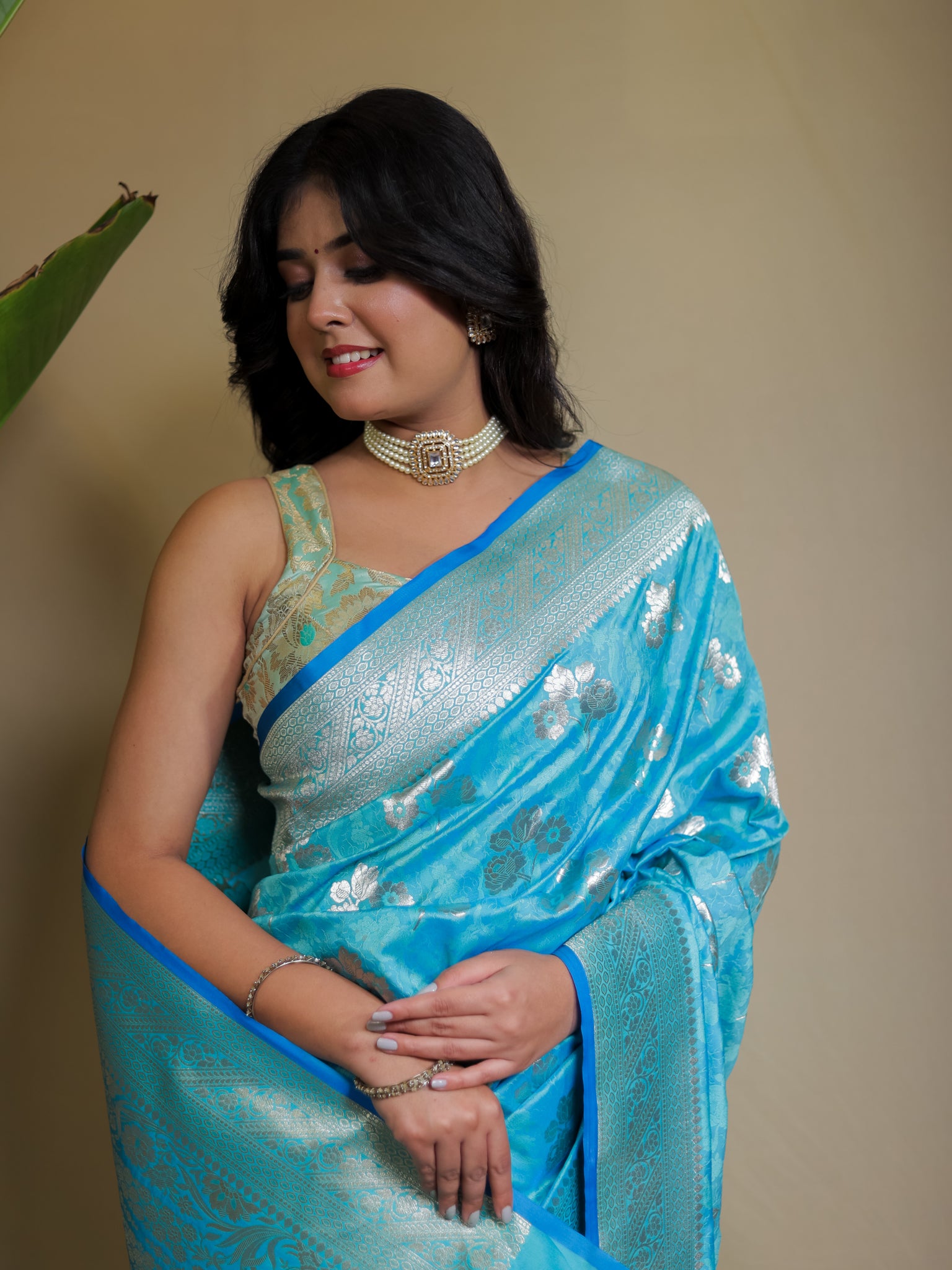 Banarasi Art Katan Silk Saree With Zari Buta Weaving & Tanchoi Weaving- Blue