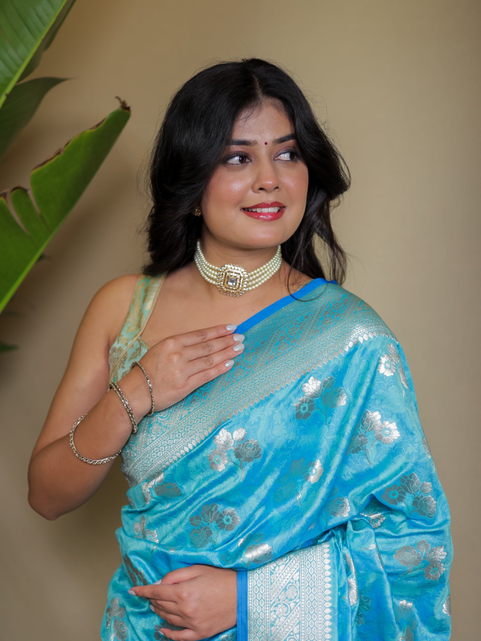 Banarasi Art Katan Silk Saree With Zari Buta Weaving & Tanchoi Weaving- Blue