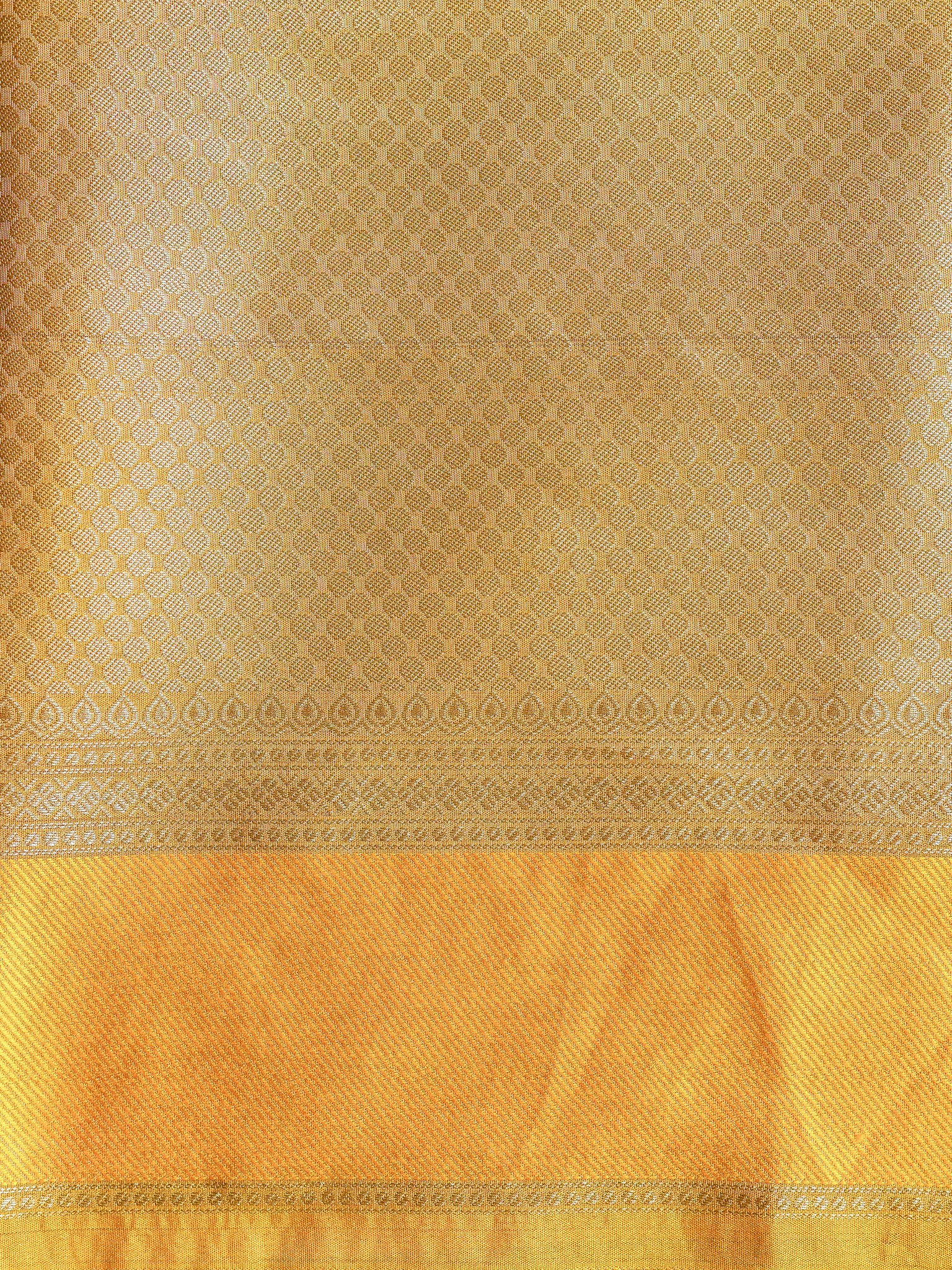 Banarasi Katan Crushed Tissue Saree With Border - Yellow