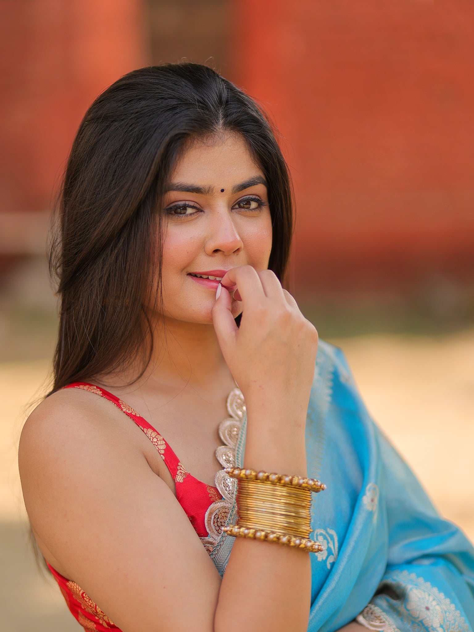 Banarasi Tissue Saree With Zari Weaving & Lace Border- Blue