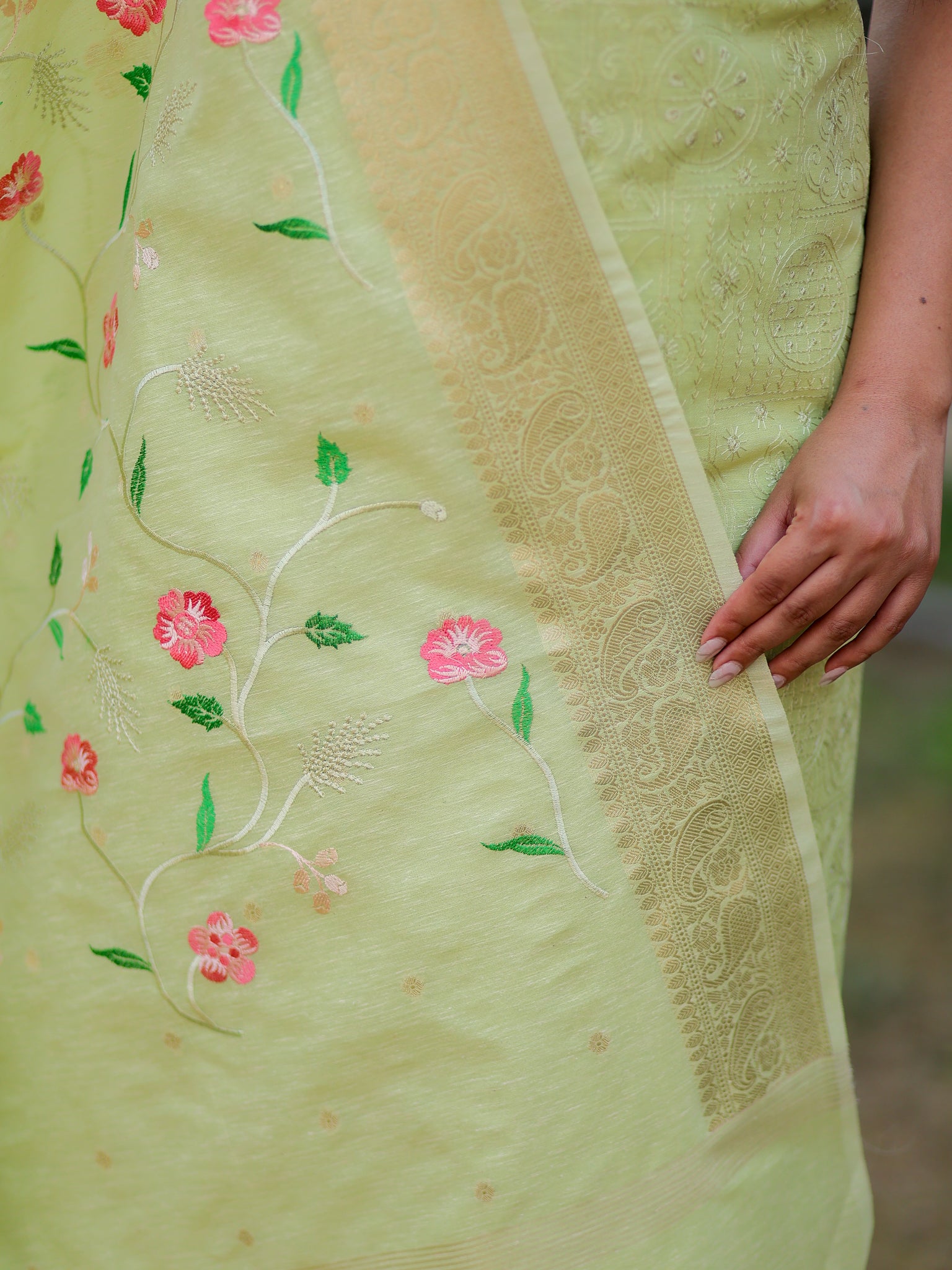 Banarasi Embroidered Salwar Kameez With Dupatta- Green