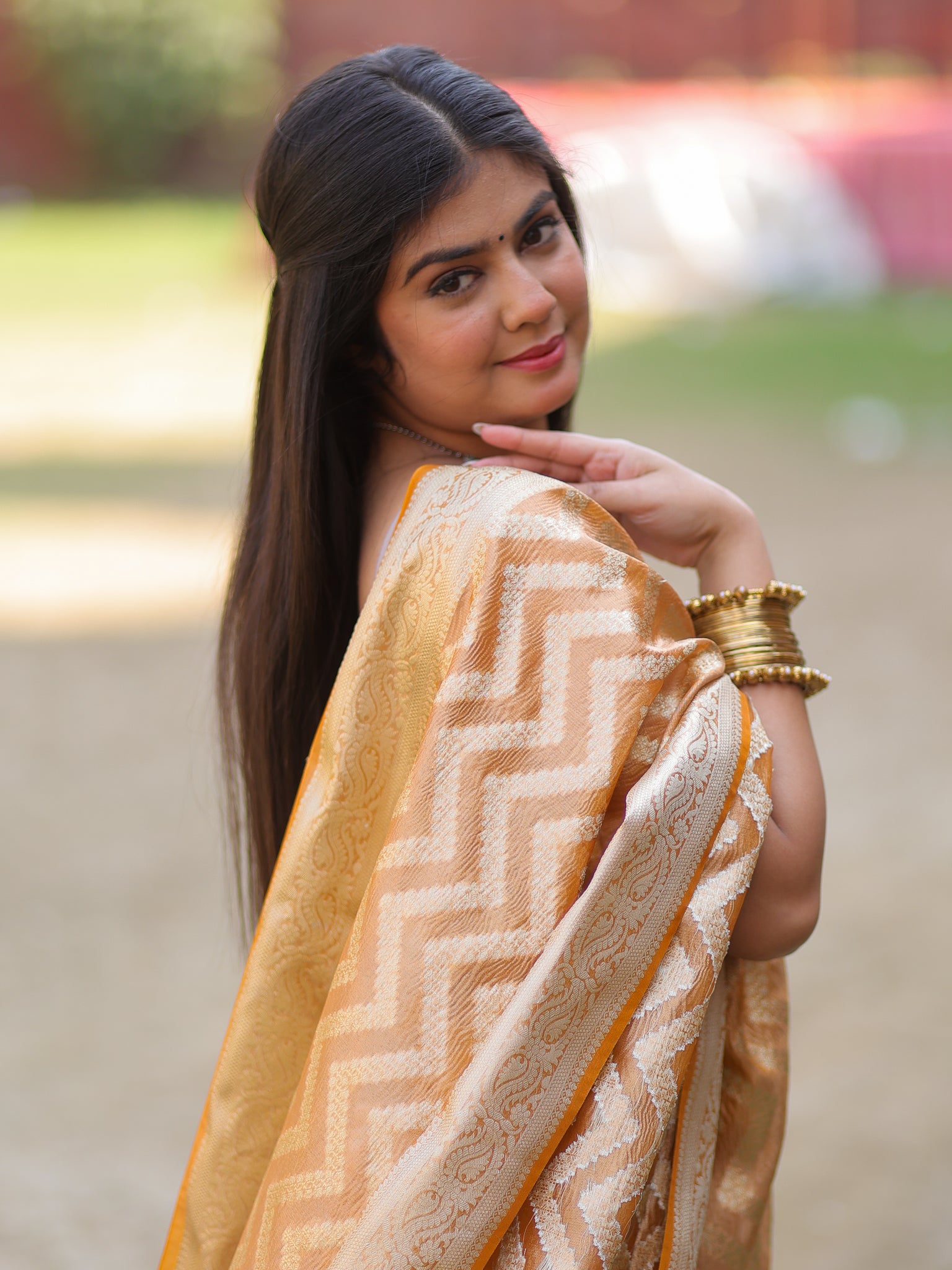 Banarasi Tissue Salwar Kameez with Dupatta- Mustard