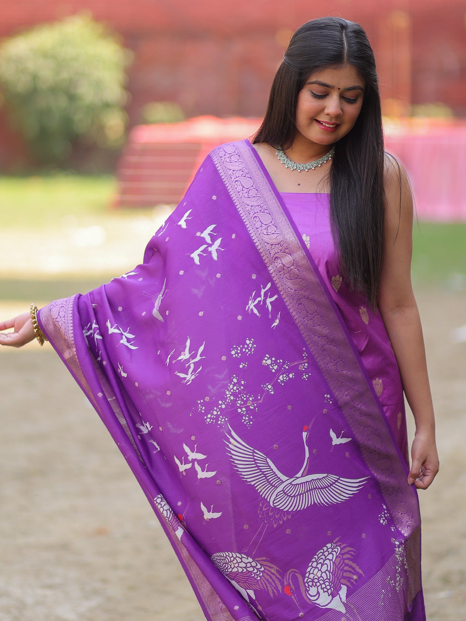 Banarasi Salwar Kameez with Printed Dupatta- Purple