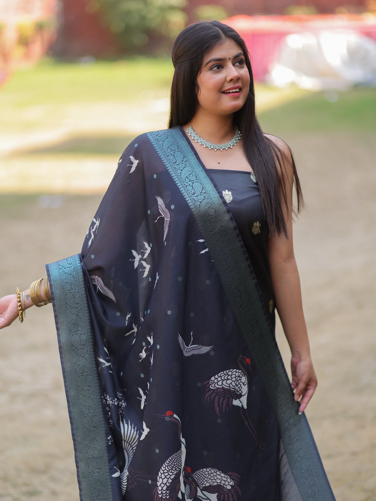Banarasi Salwar Kameez with Printed Dupatta- Black