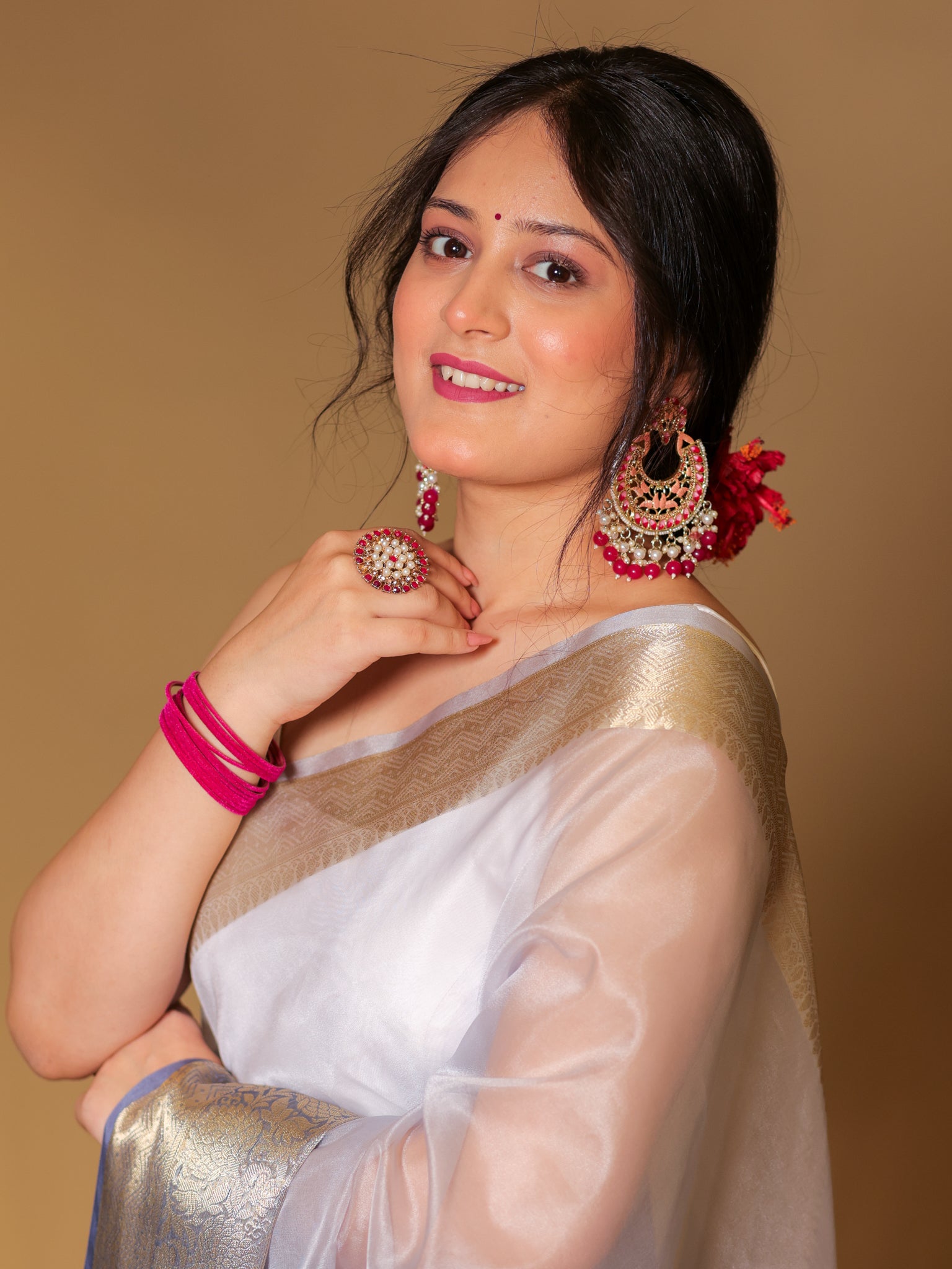 Banarasi Dual shade Organza Saree With Zari Weaving Border- Grey