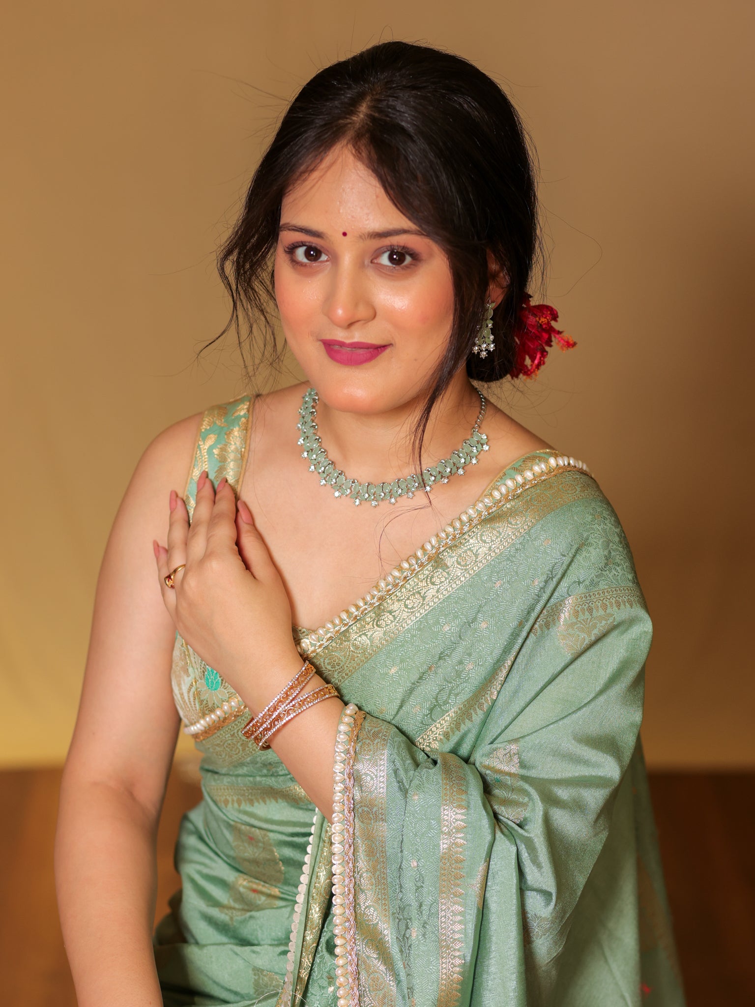 Banarasi Cotton Silk Saree With Zari Weaving & Lace Border - Pastel Blue