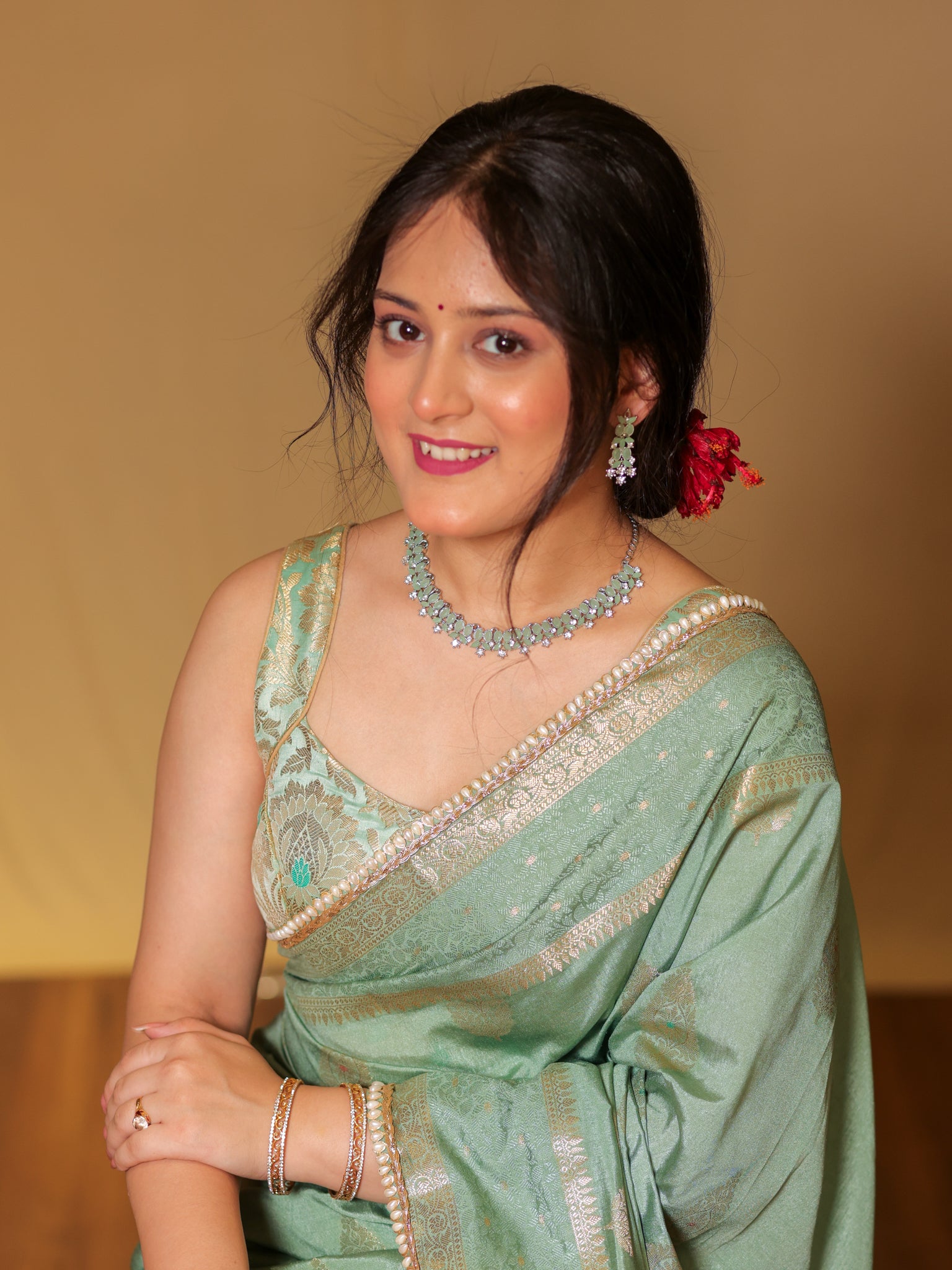 Banarasi Cotton Silk Saree With Zari Weaving & Lace Border - Pastel Blue