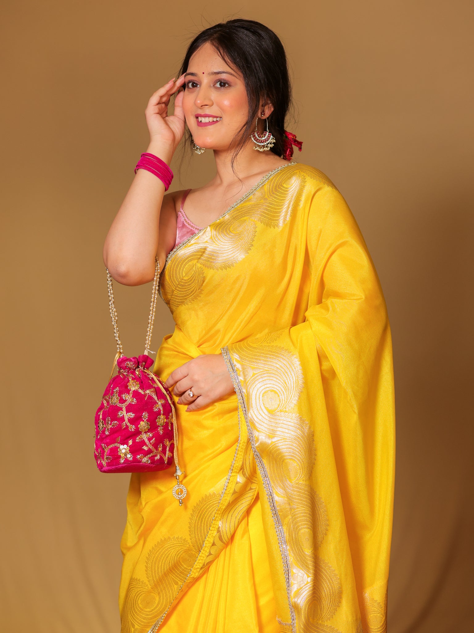 Banarasi Soft Cotton Saree With Zari Weaving Border- Yellow