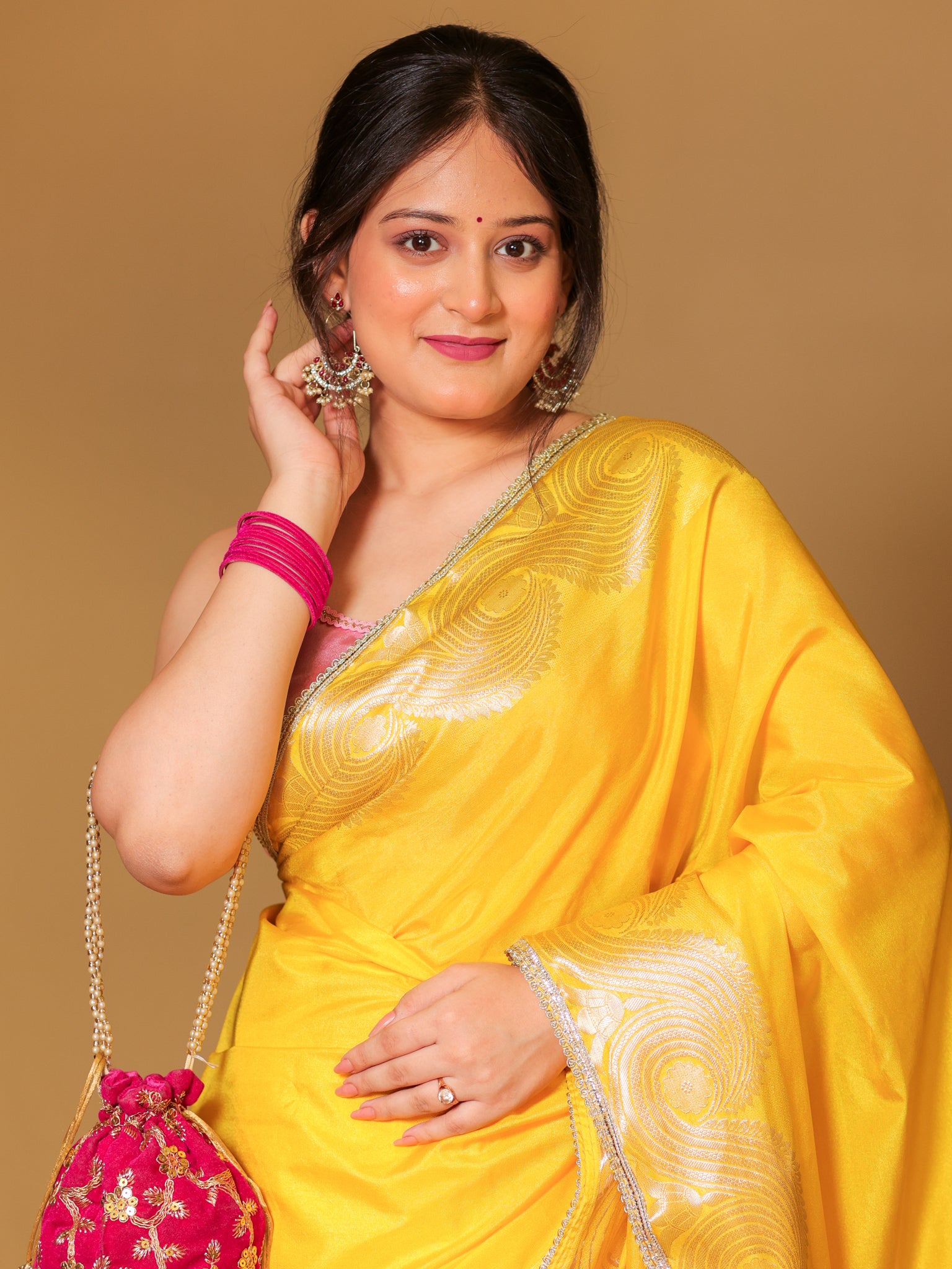 Banarasi Soft Cotton Saree With Zari Weaving Border- Yellow