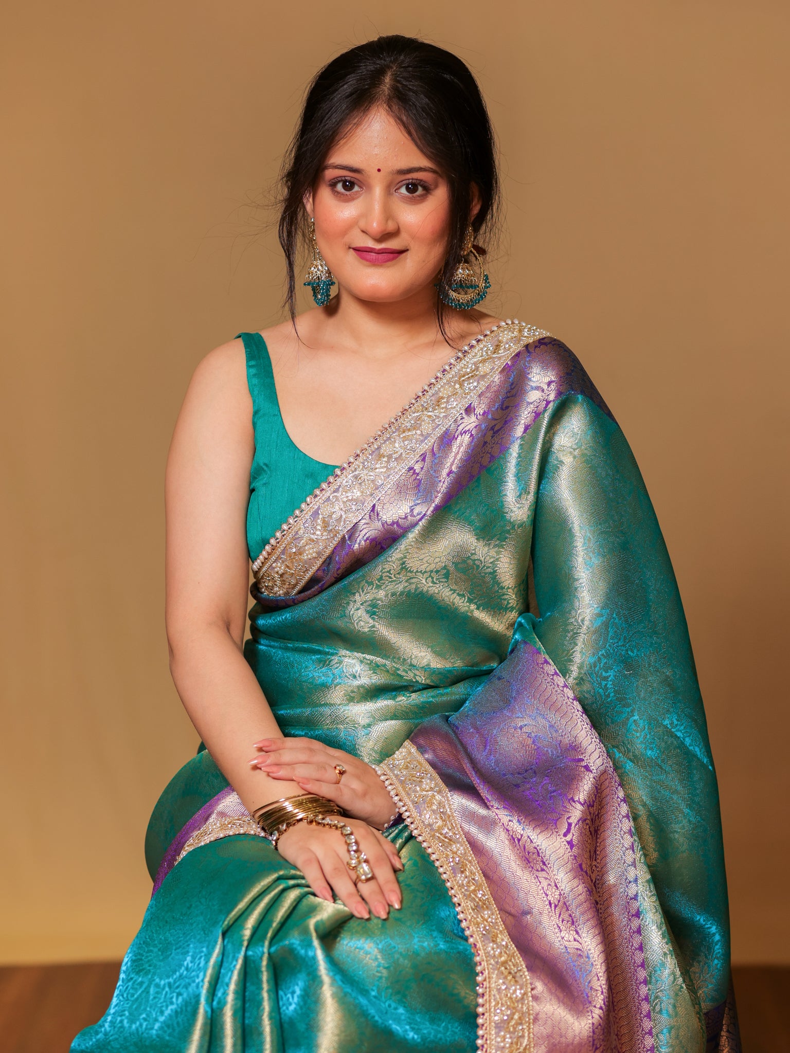 Banarasi Tissue Saree With Zari Weaving & Contrast Border with Lace -Blue