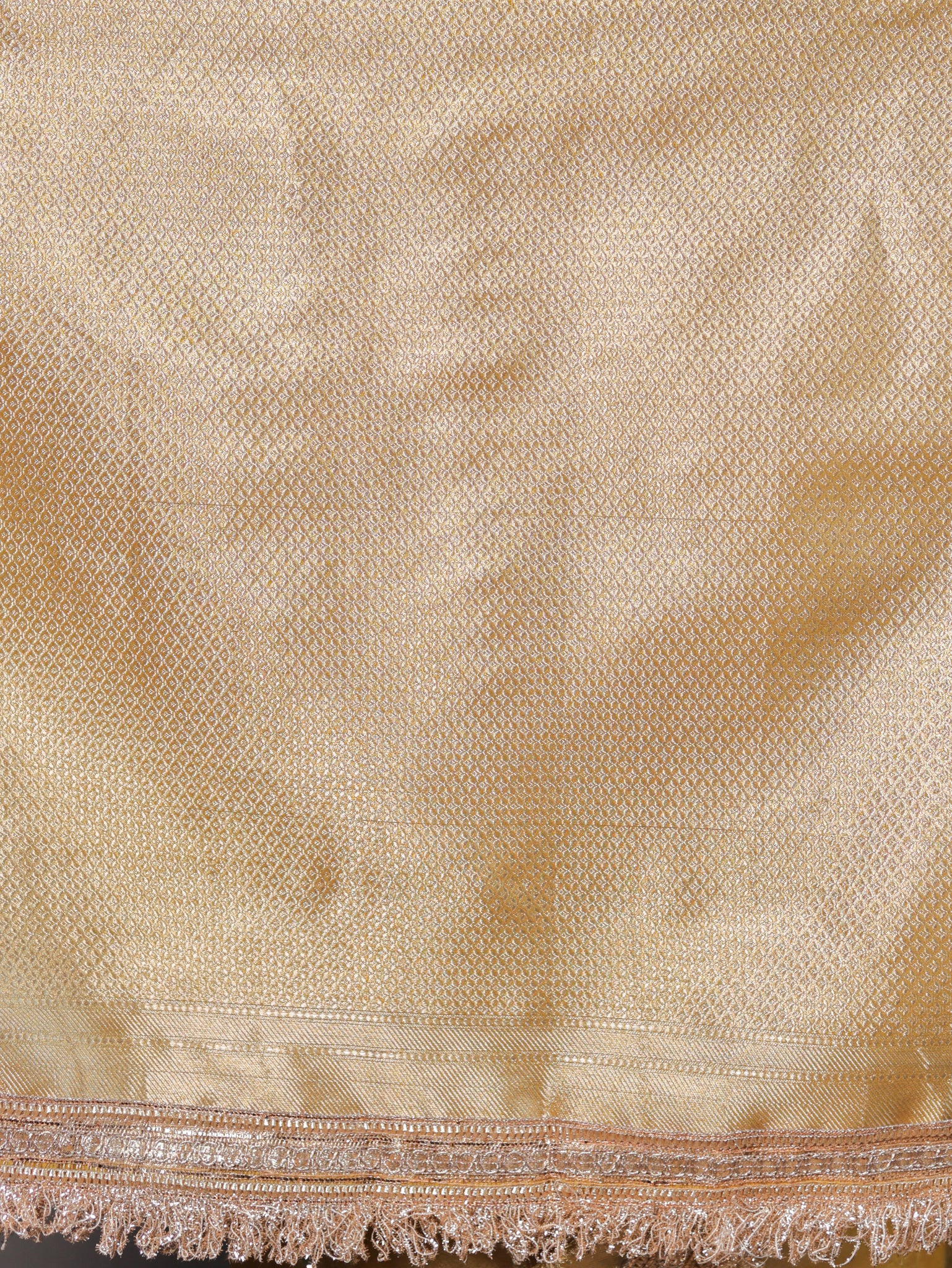 Banarasi Mirror Work Tissue Saree with Lace Border - Yellow