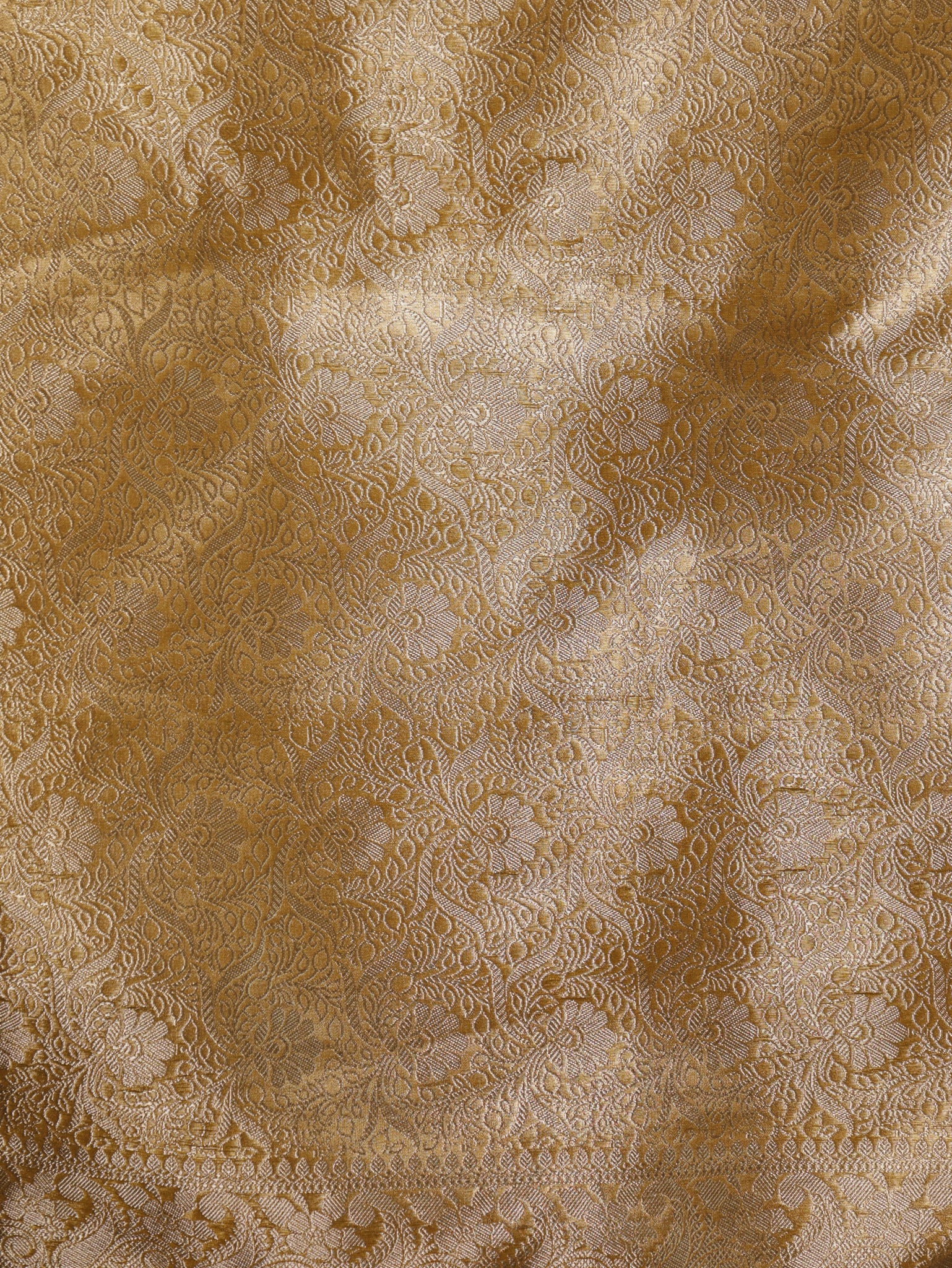 Banarasi Tissue Saree With Mirror Work & Lace Border- Yellow